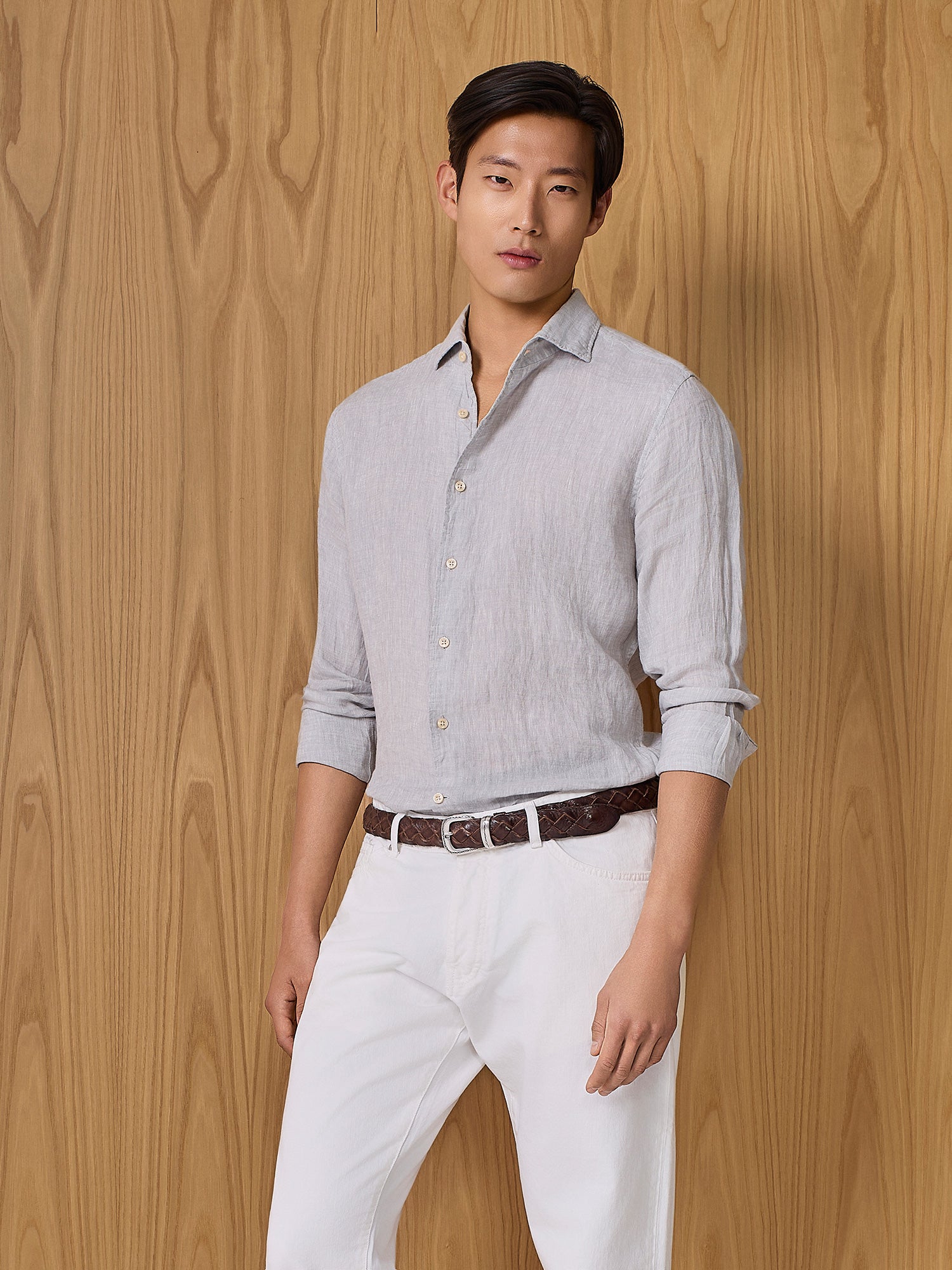 Camicia in lino grigio chiaro