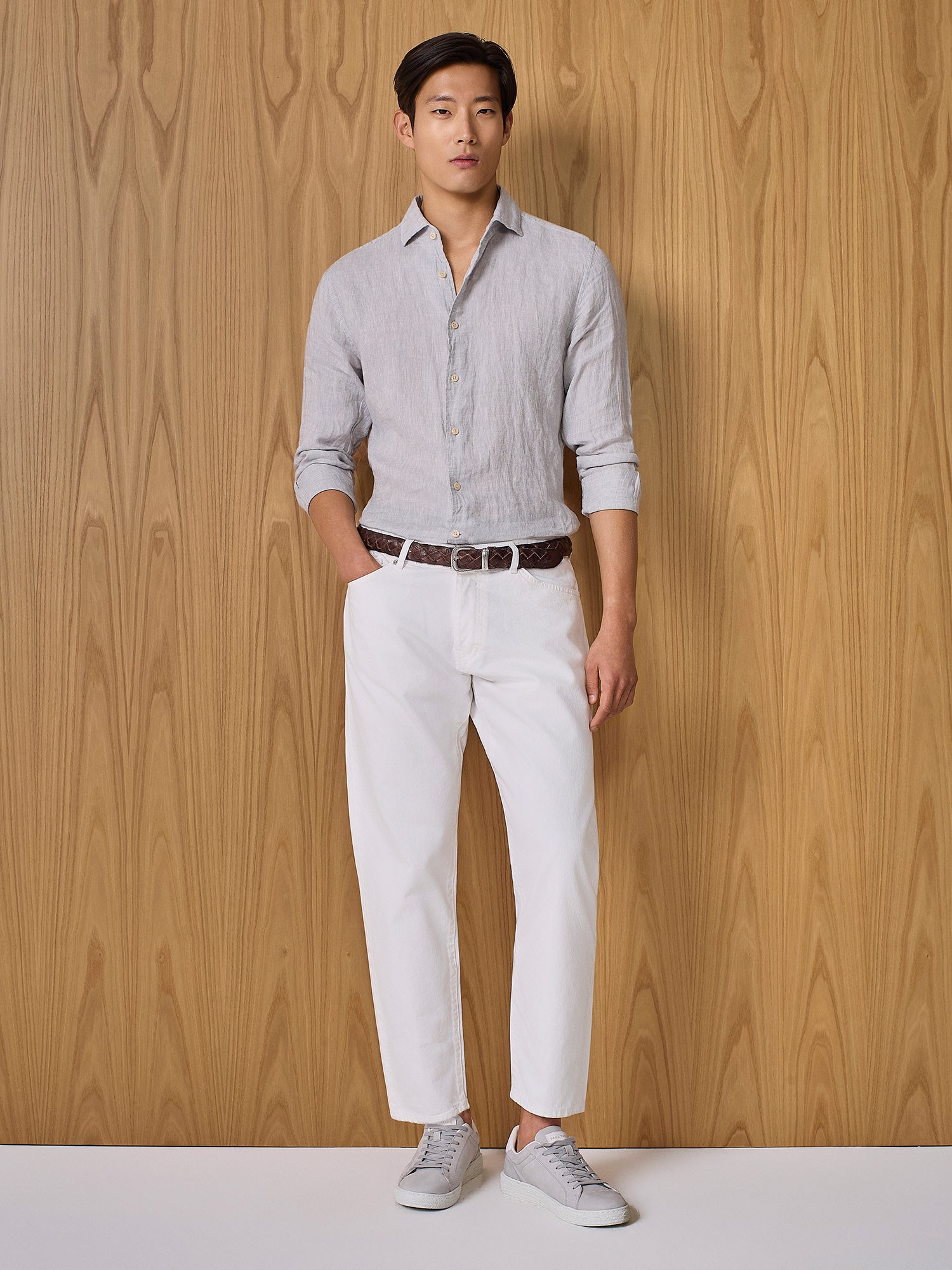 Camicia in lino grigio chiaro