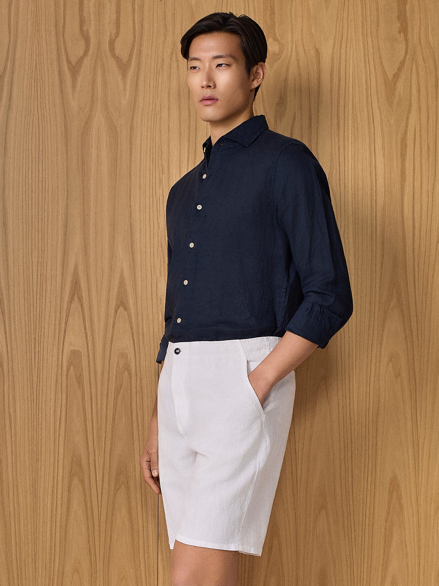 Camicia in lino blu
