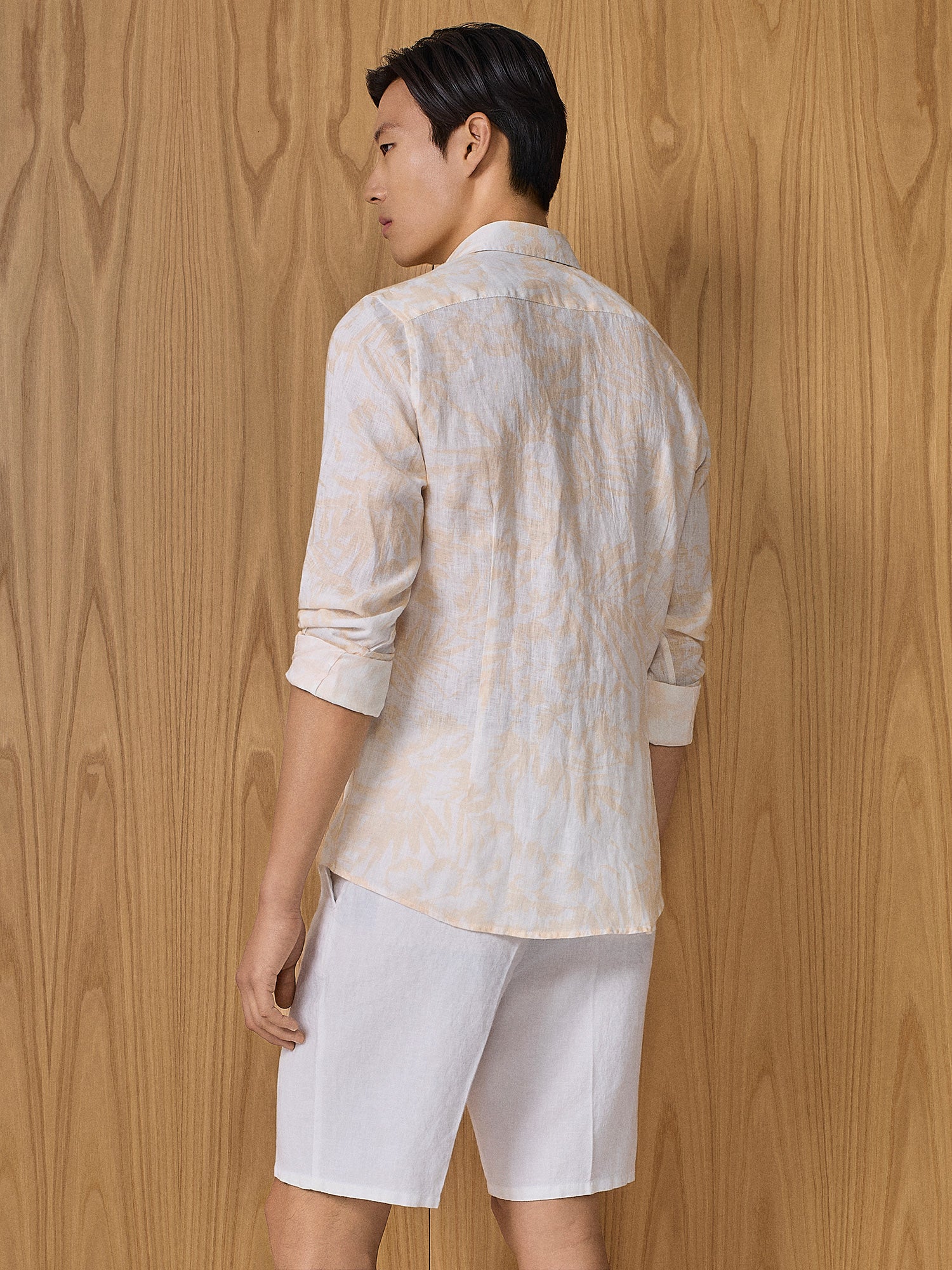 Camicia in lino stampa apricot