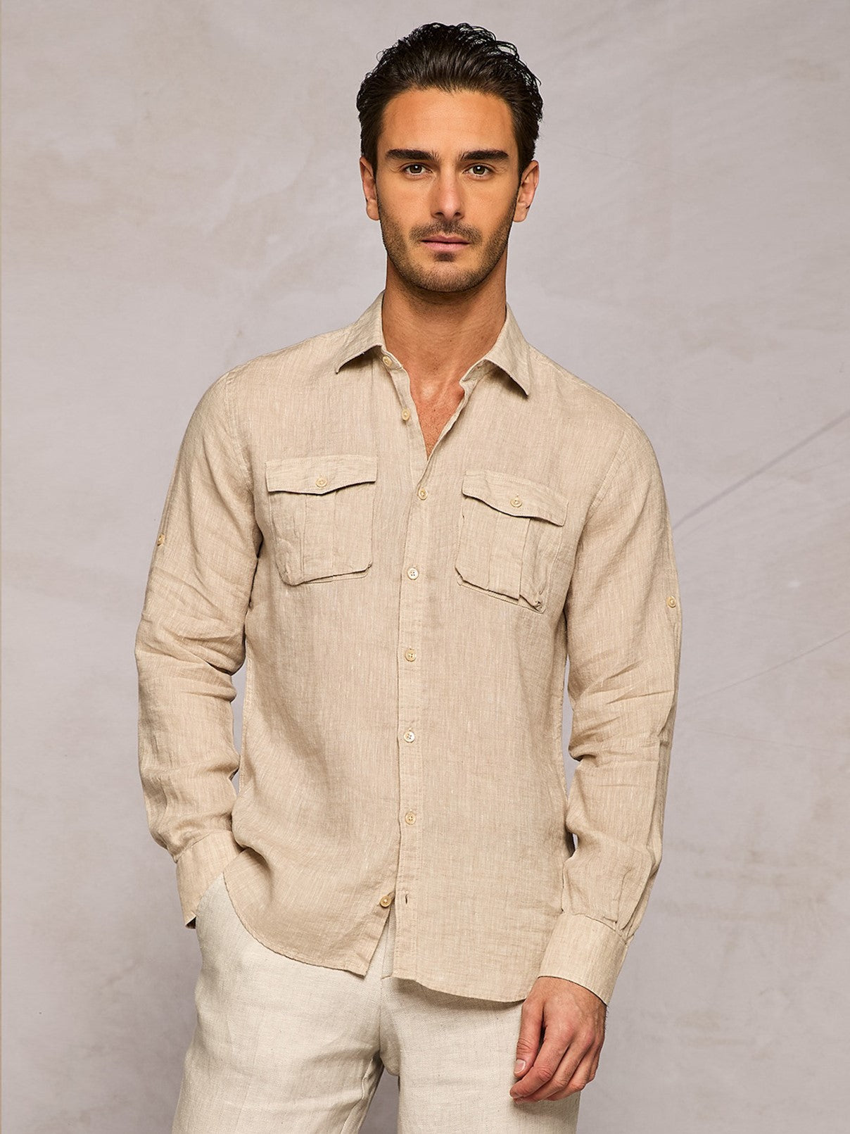 CAMICIA IN LINO SAFARI BEIGE