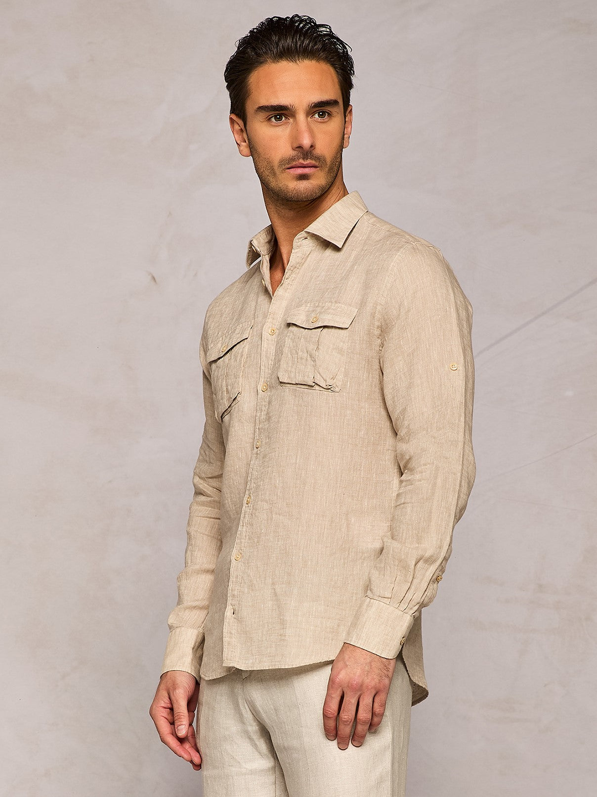 CAMICIA IN LINO SAFARI BEIGE