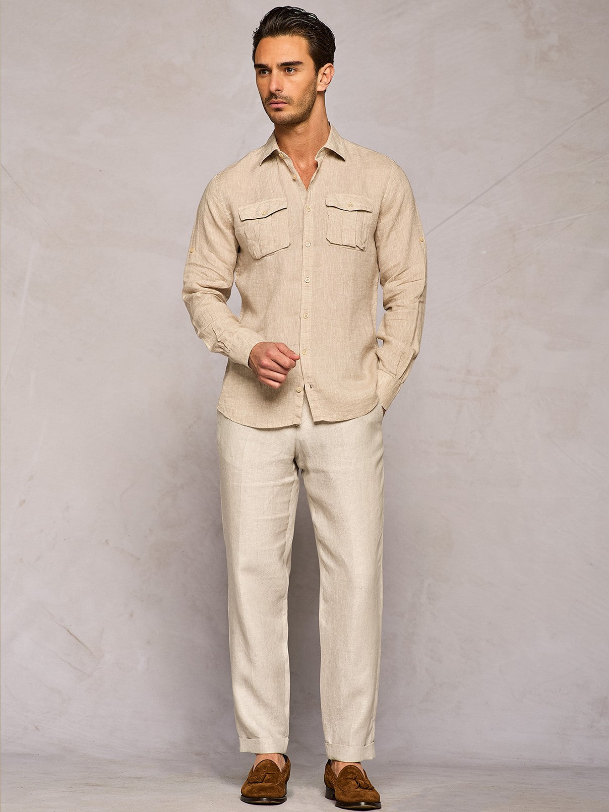 CAMICIA IN LINO SAFARI BEIGE