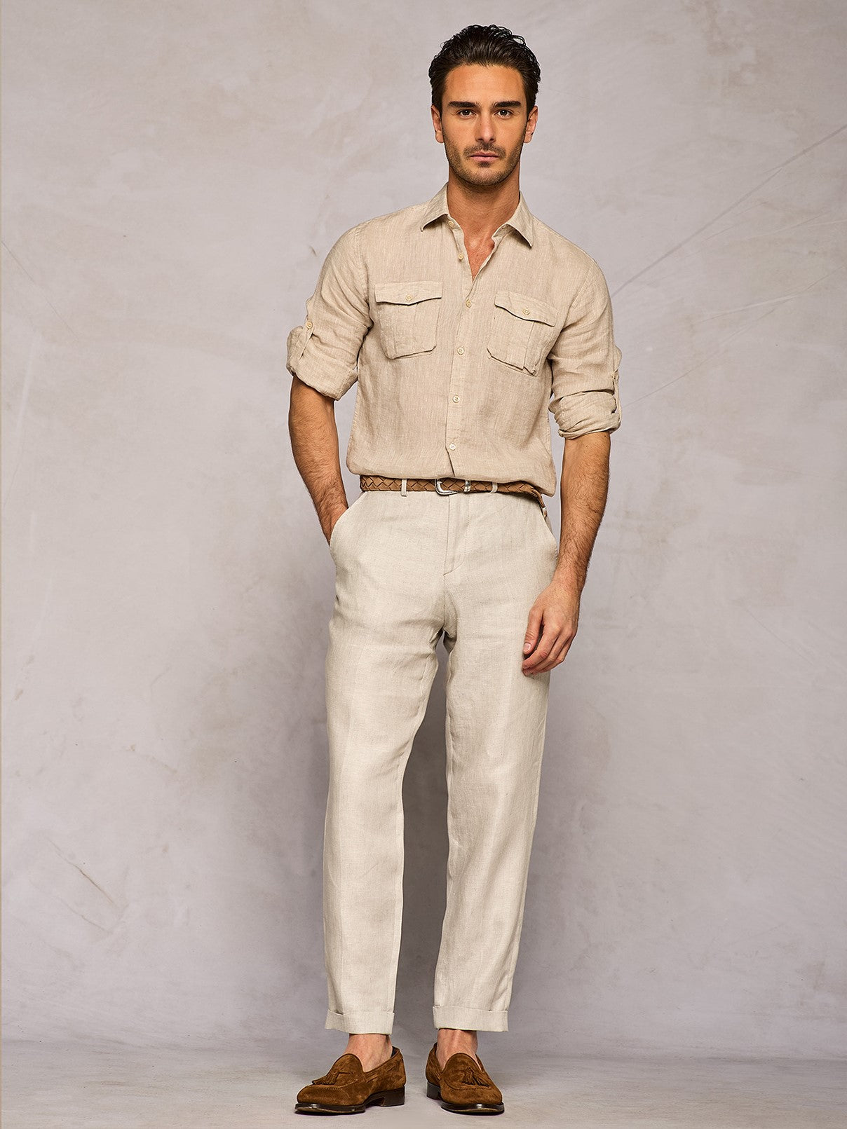 CAMICIA IN LINO SAFARI BEIGE