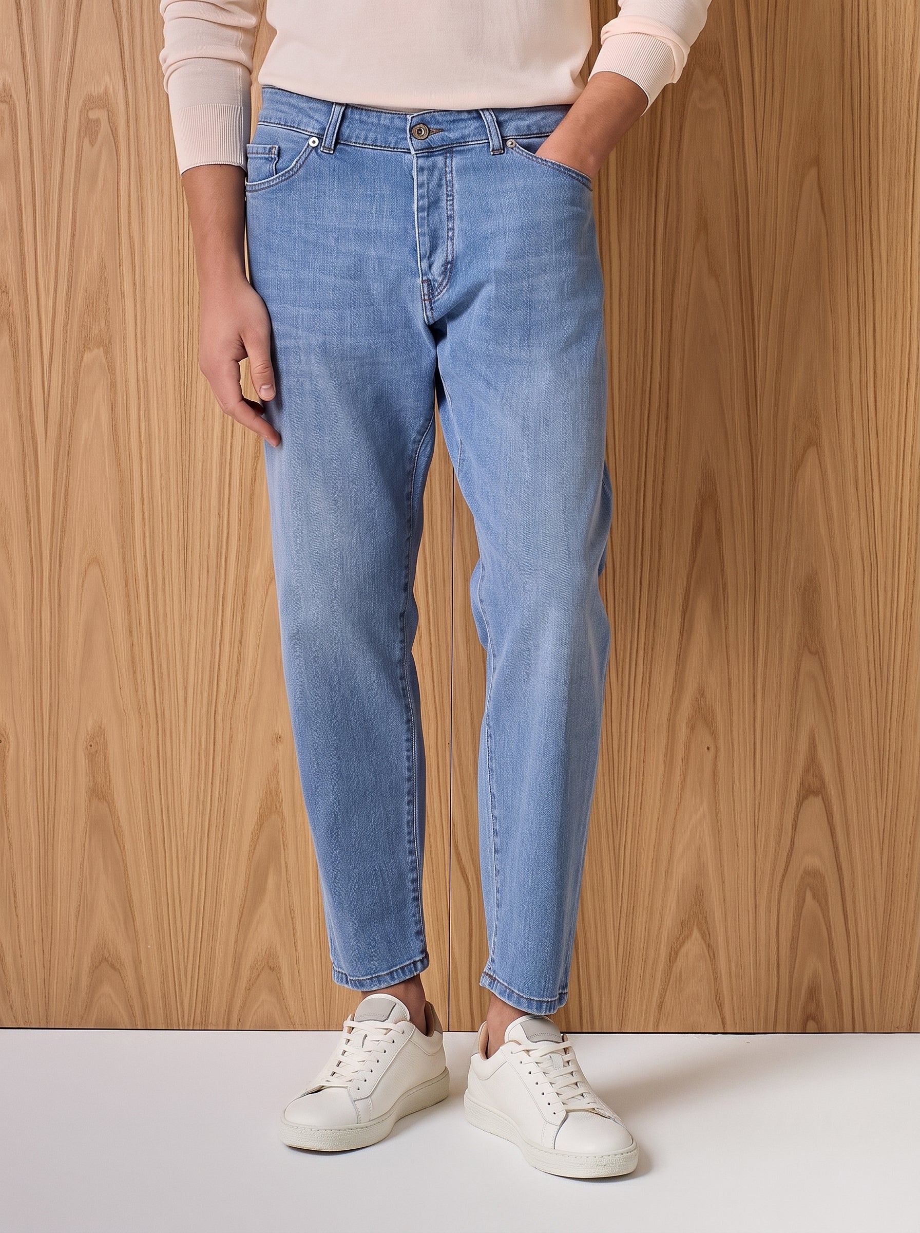 Pantalone denim cinque tasche blu