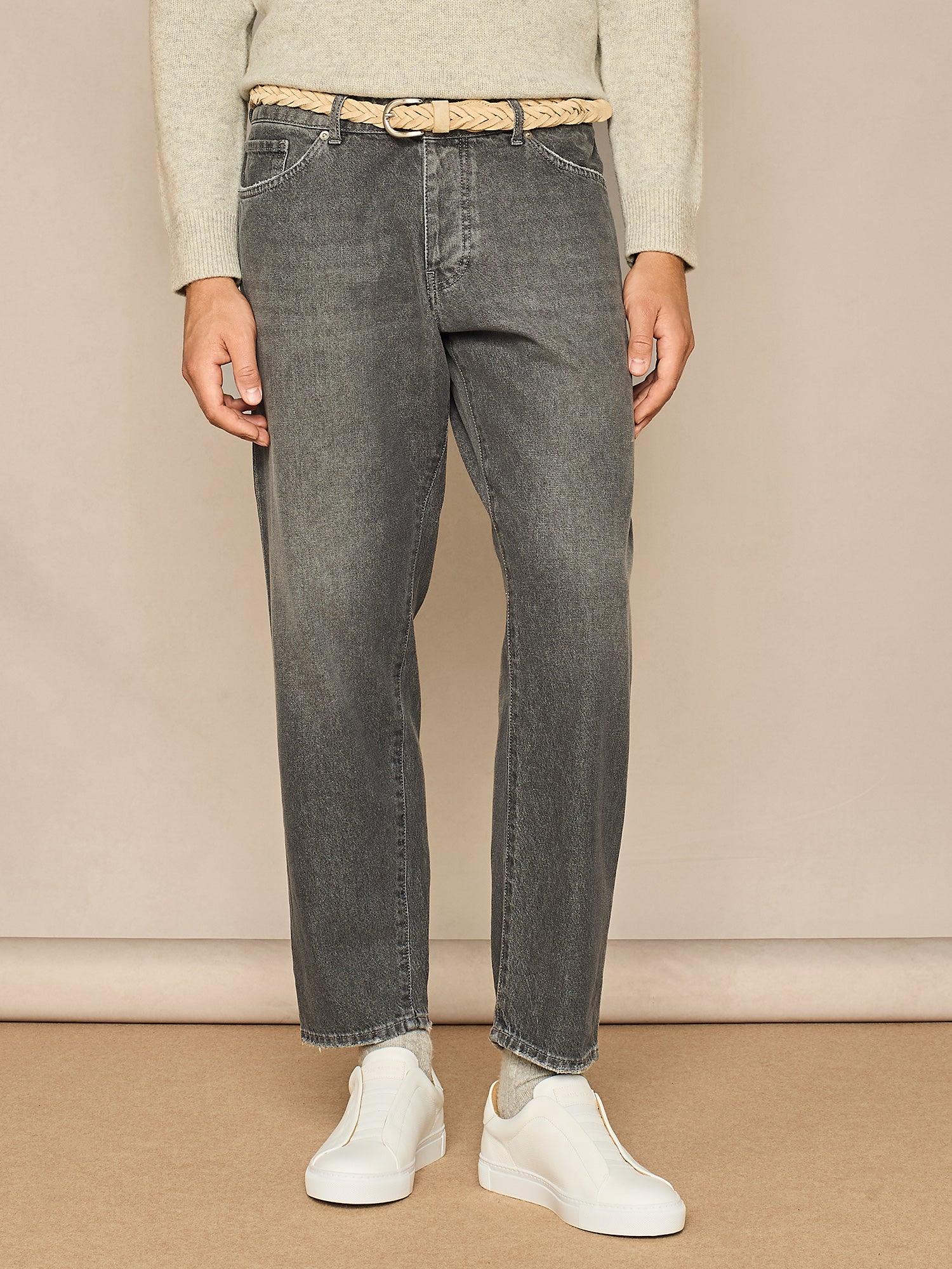 GREY FIVE POCKETS DENIM TROUSER