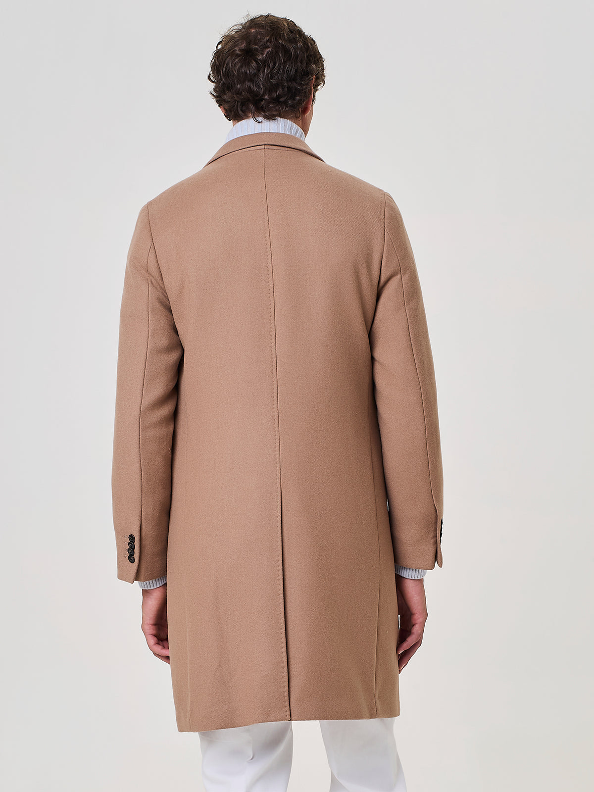 Camel double breasted wool coat