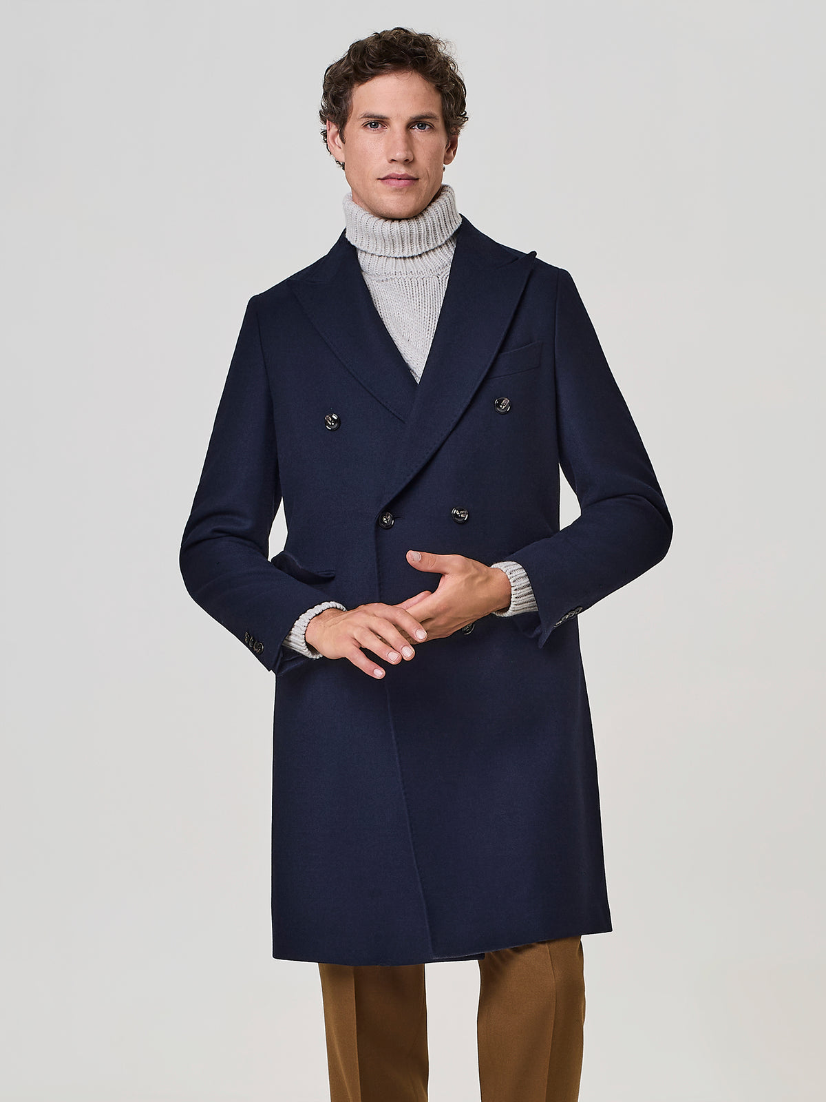 Blue double breasted wool coat
