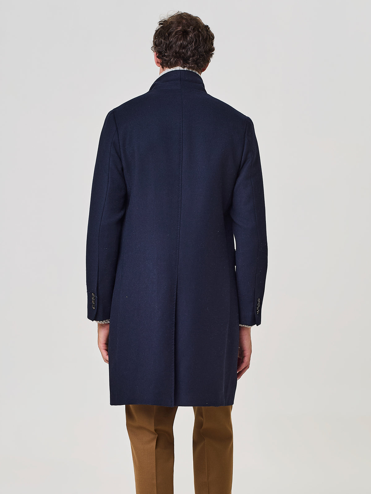 Blue double breasted wool coat