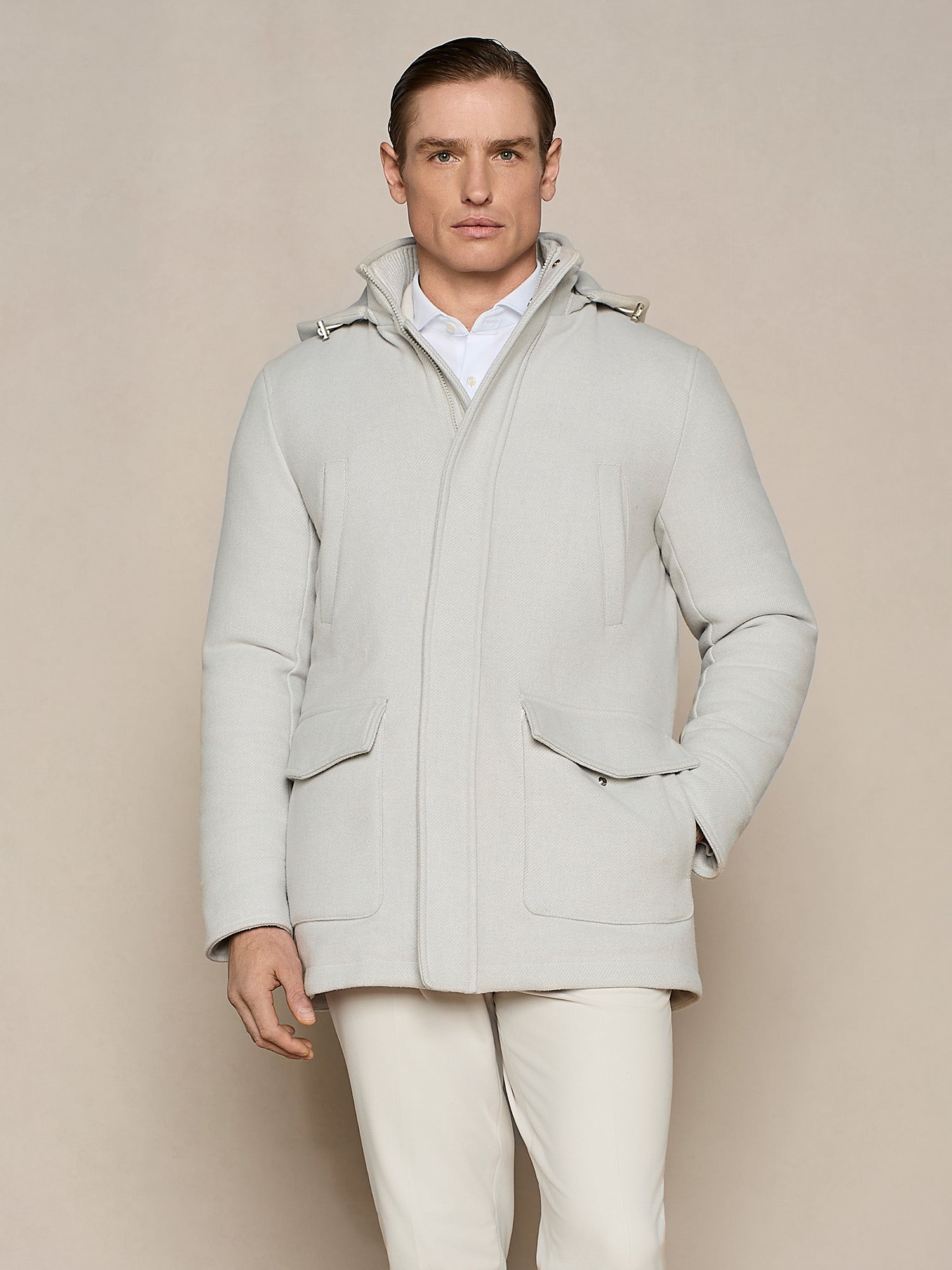 PARKA IMBOTTITO IN MISTO LANA BURRO