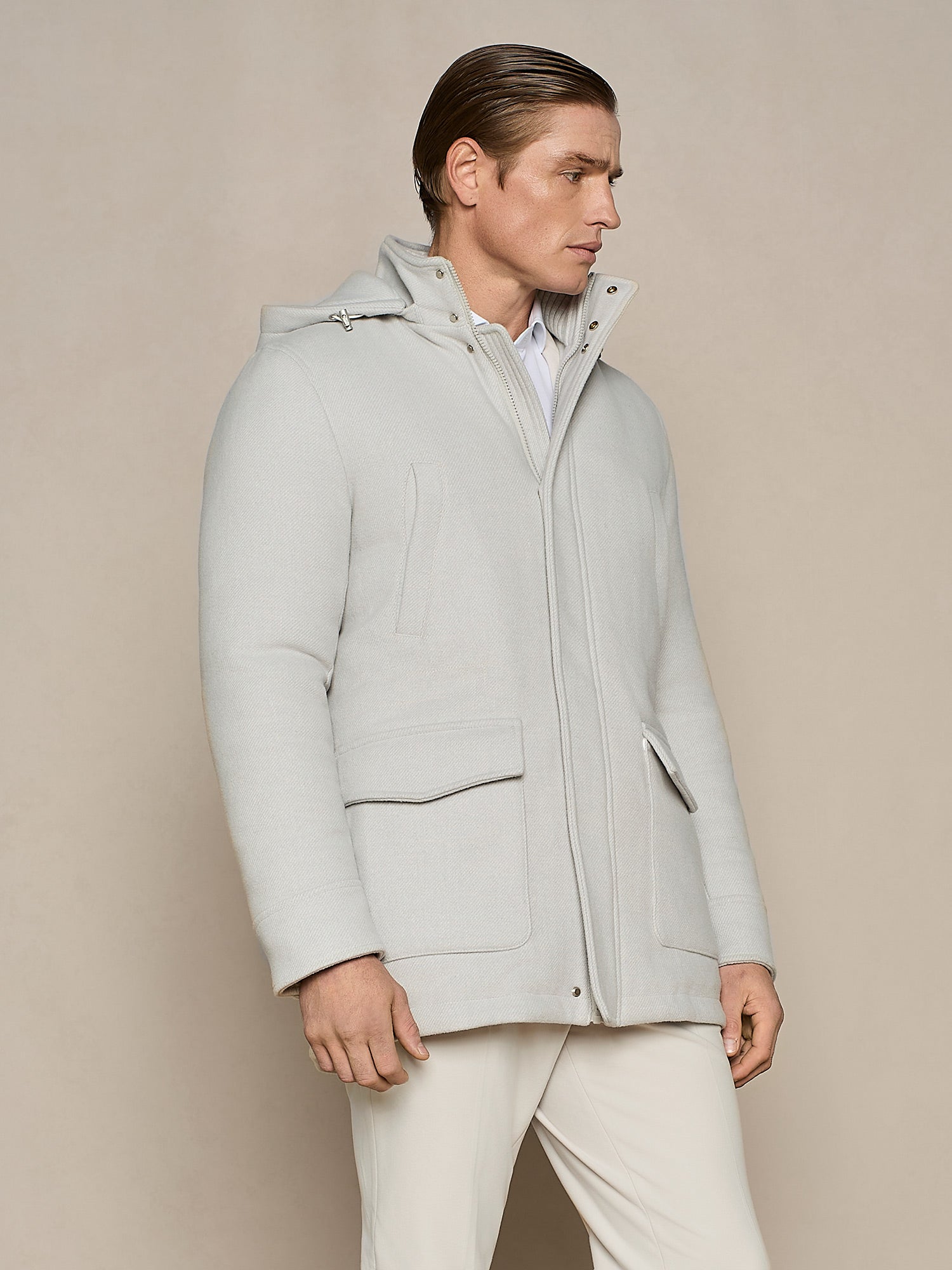 PARKA IMBOTTITO IN MISTO LANA BURRO