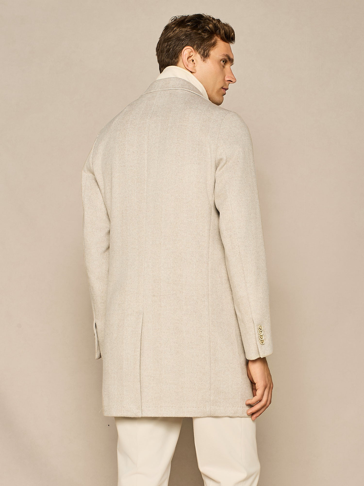 CAPPOTTO MONOPETTO SPINATO BEIGE