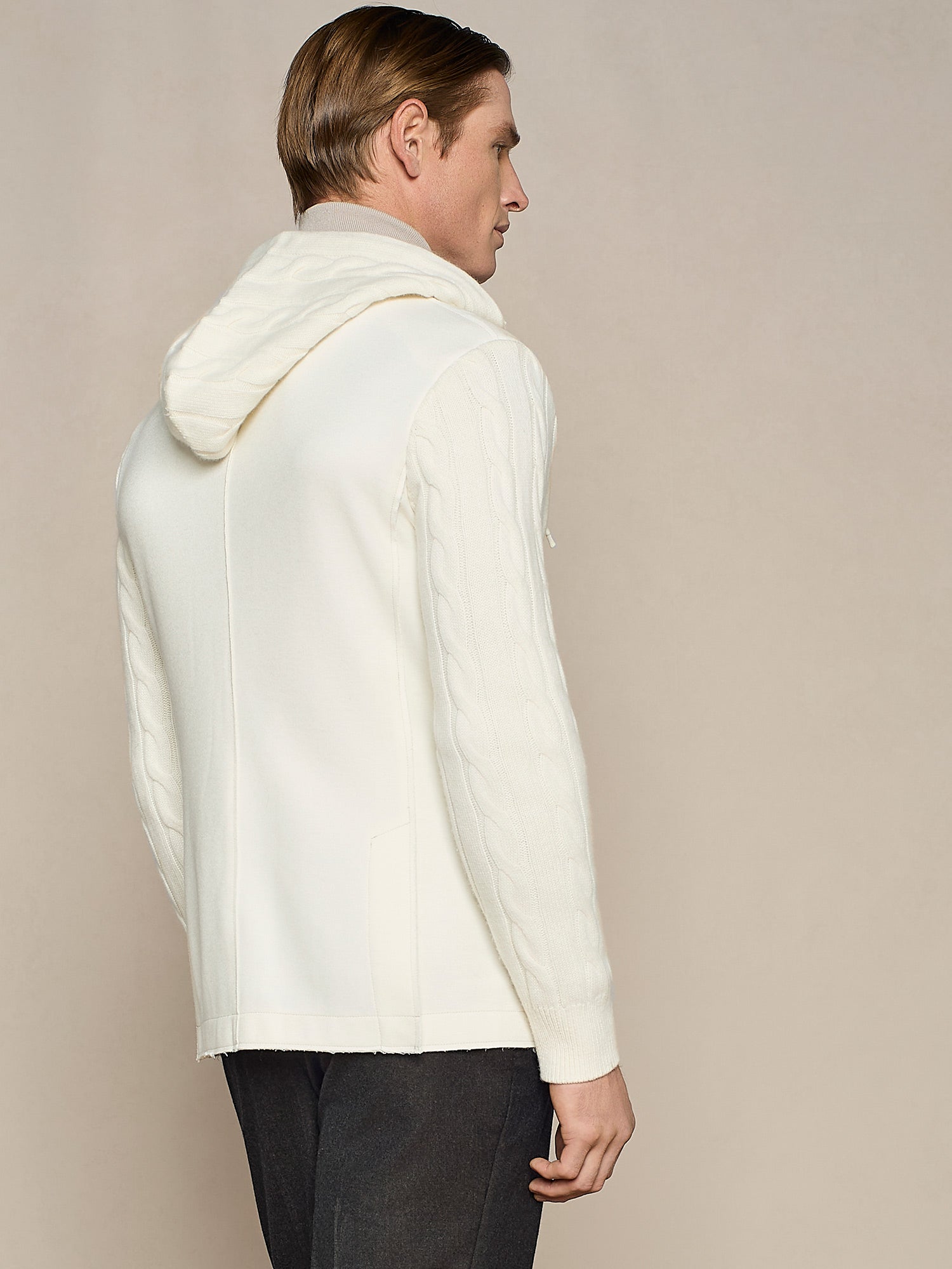GIACCA IN JERSEY CON PETTORINA E MANICHE IN MAGLIA BIANCO