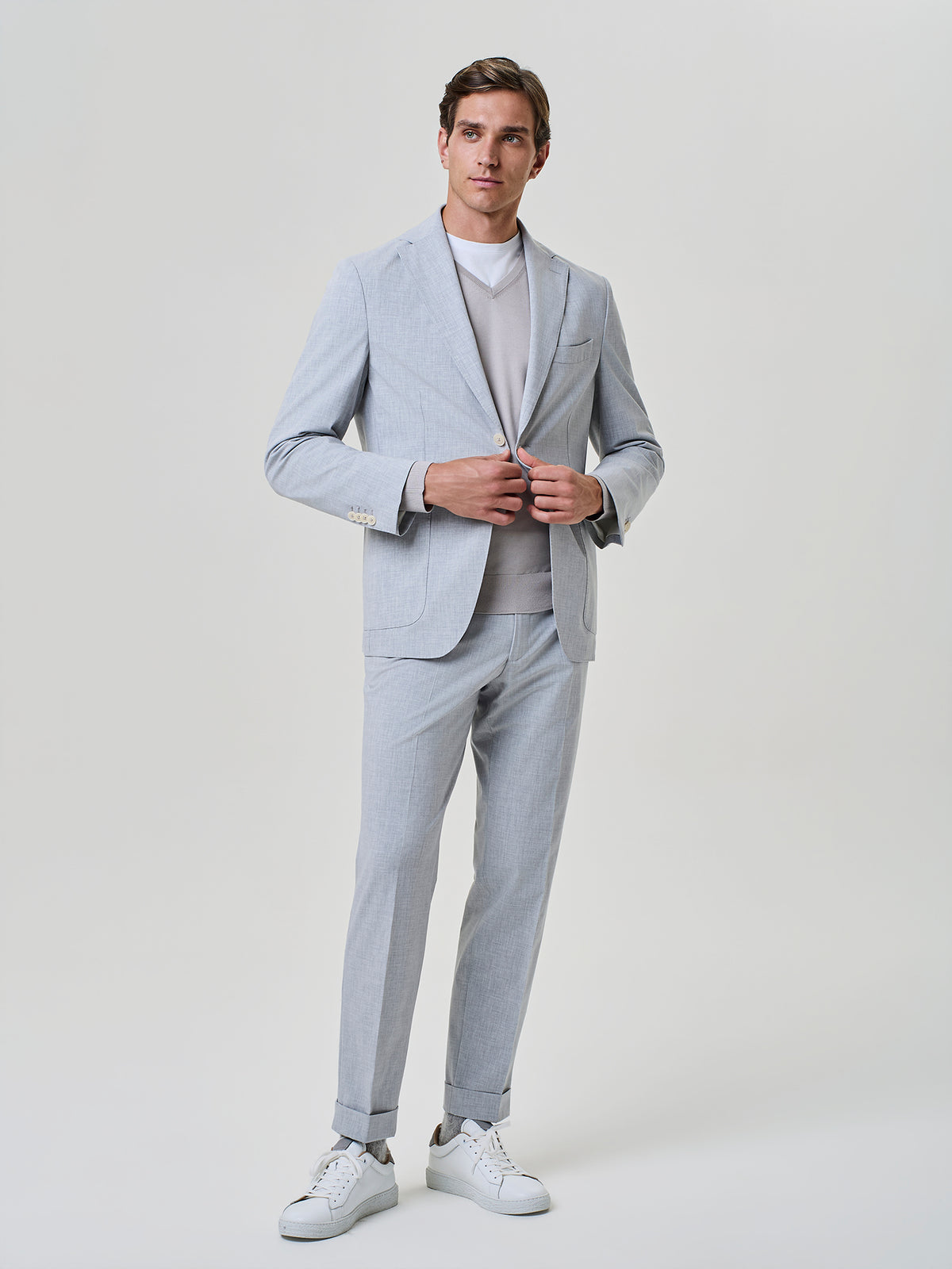 Giacca monopetto grigio chiaro