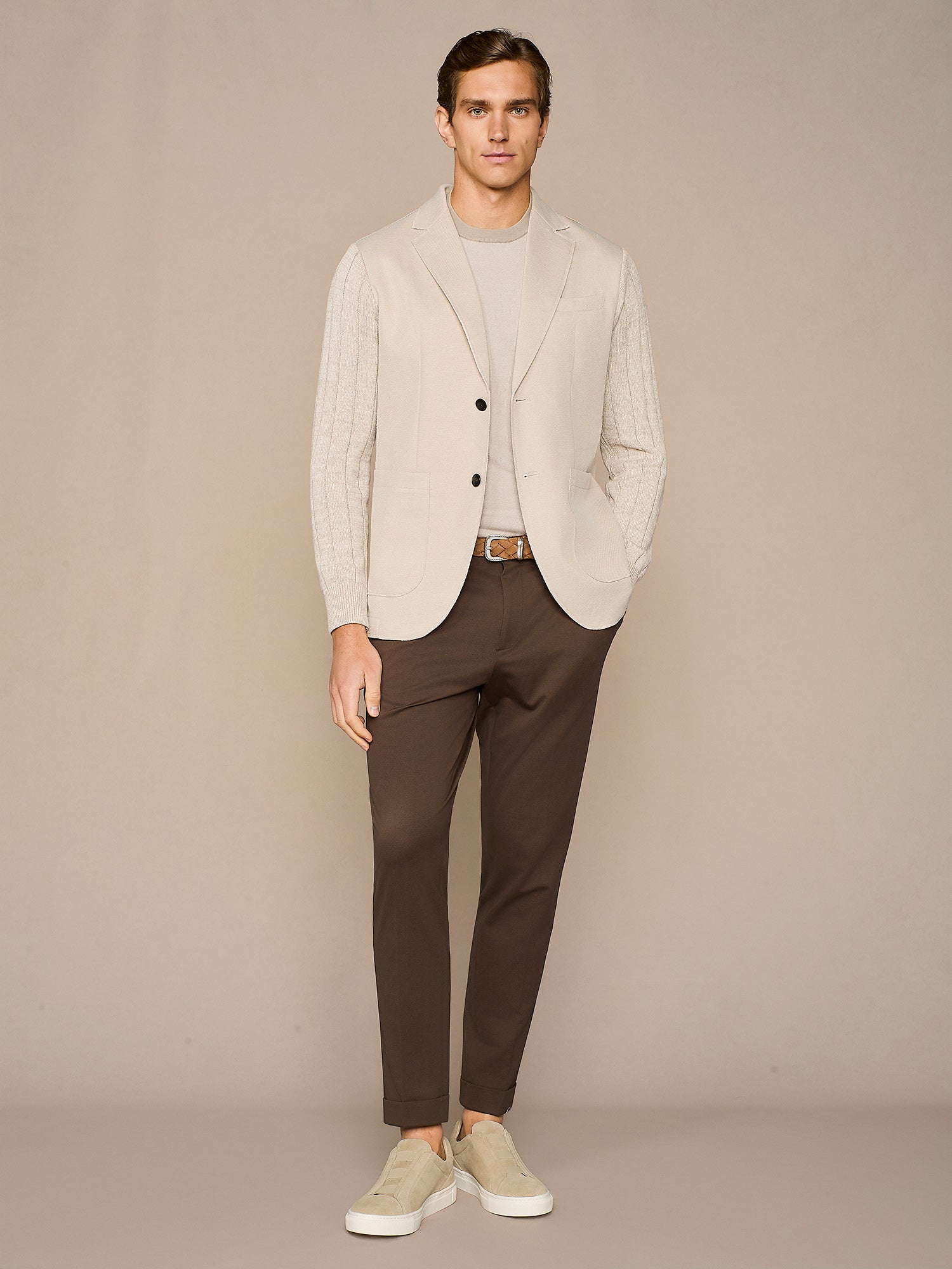 GIACCA BI-MATERIALE BEIGE