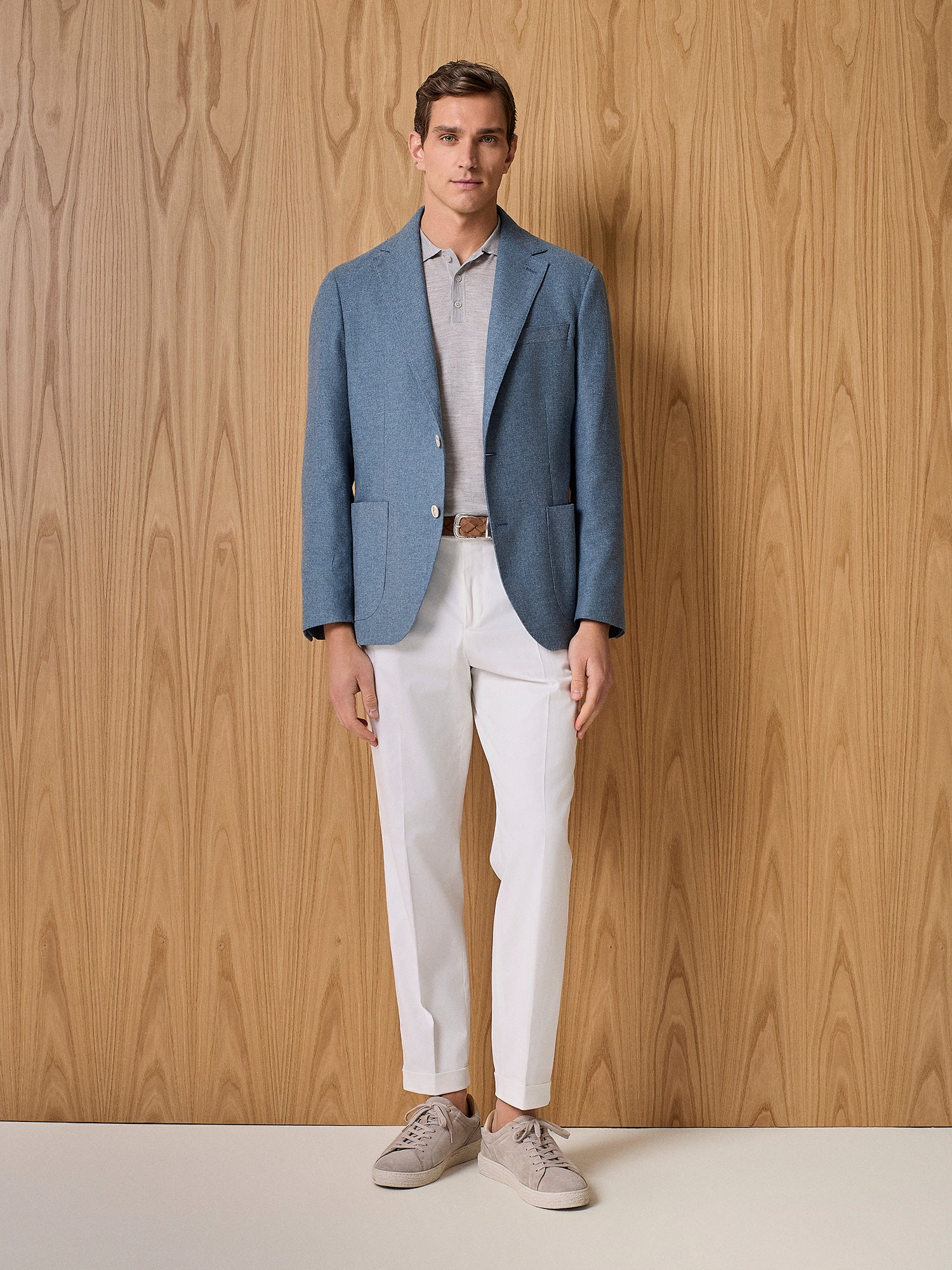 Unlined single breasted jacket in linen blend fabric