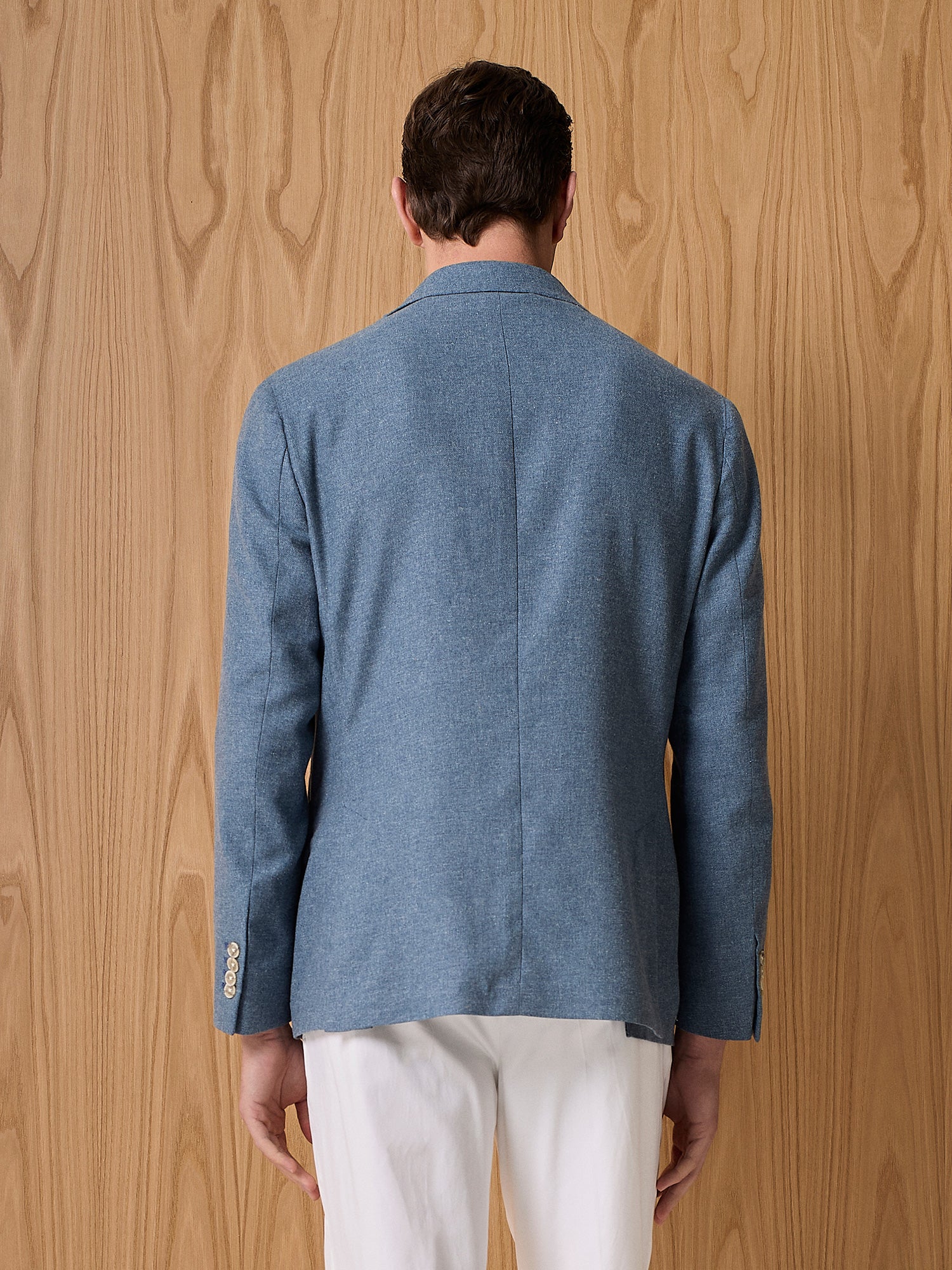 Unlined single breasted jacket in linen blend fabric