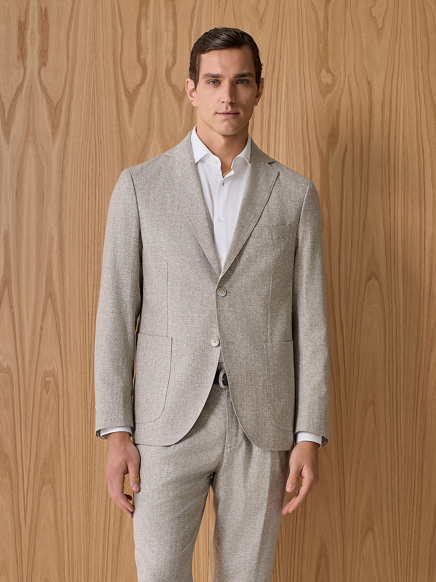 Giacca misto lana beige