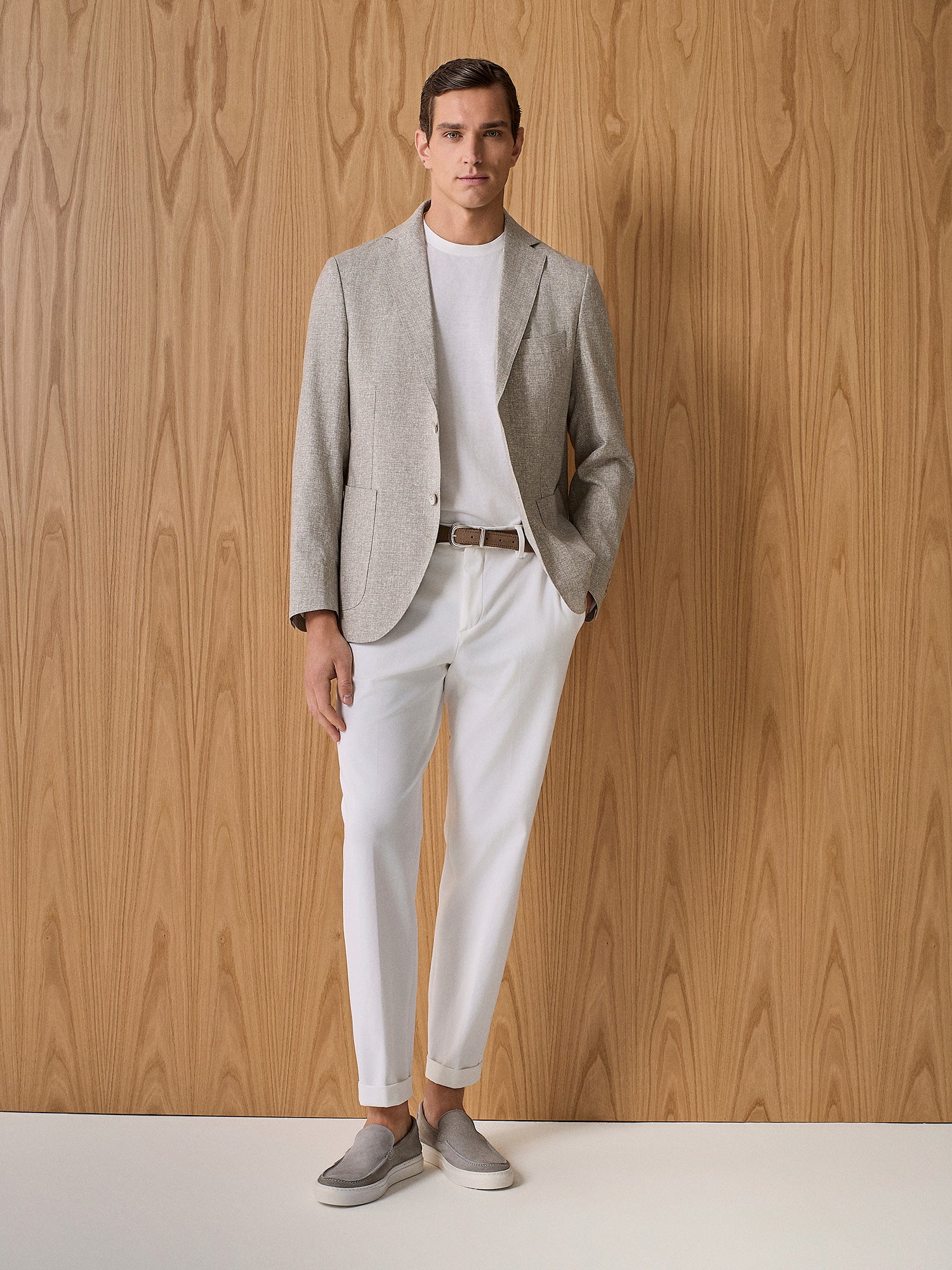 Giacca misto lana beige