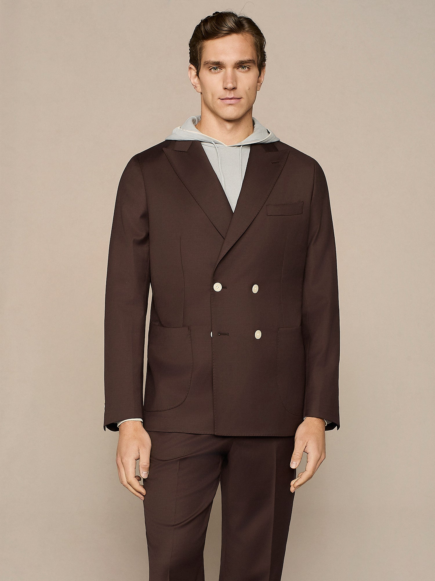 GIACCA DOPPIOPETTO IN MISTO LANA MORO