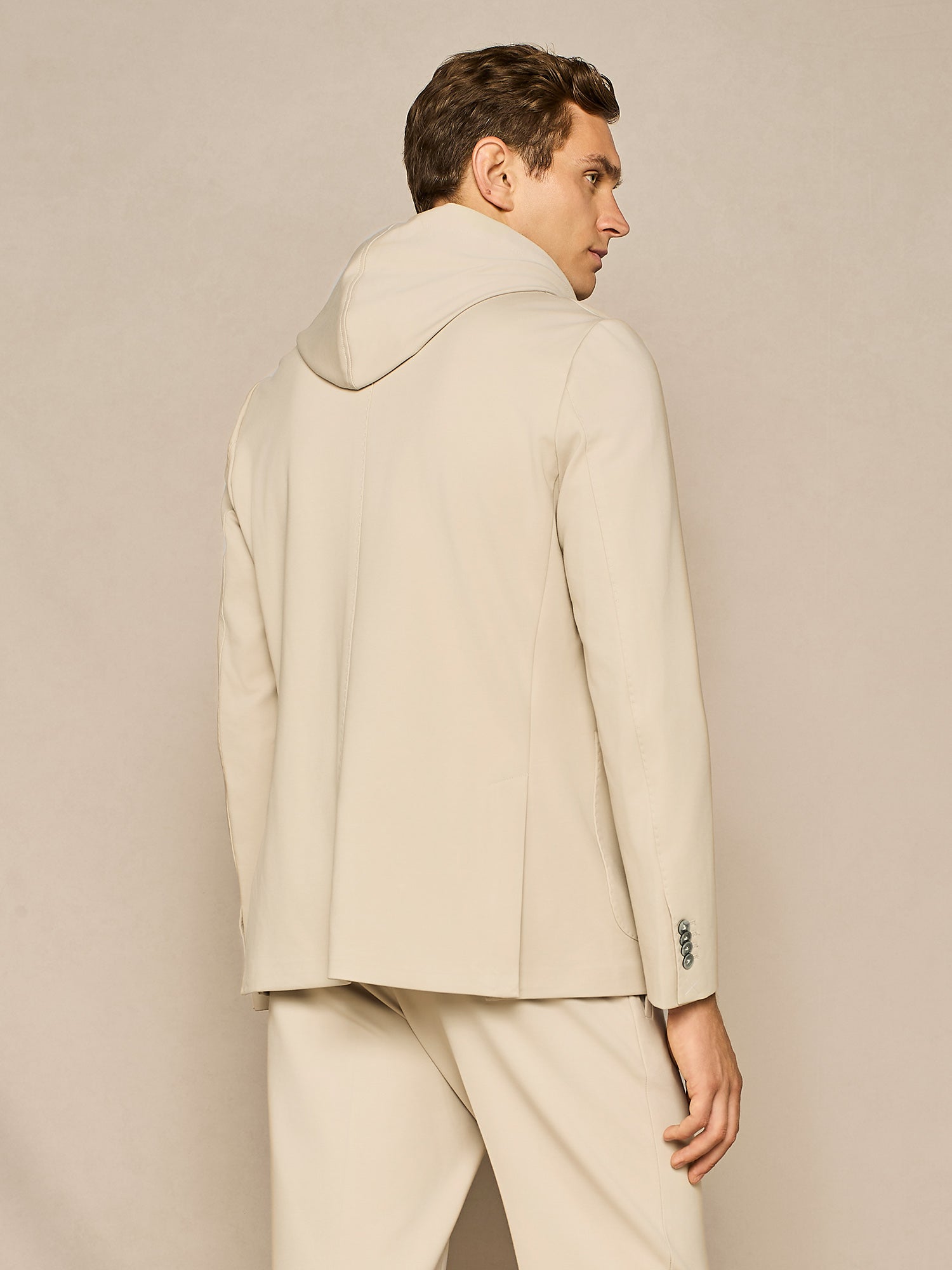 GIACCA SFODERATA CON PETTORINA IN JERSEY BEIGE