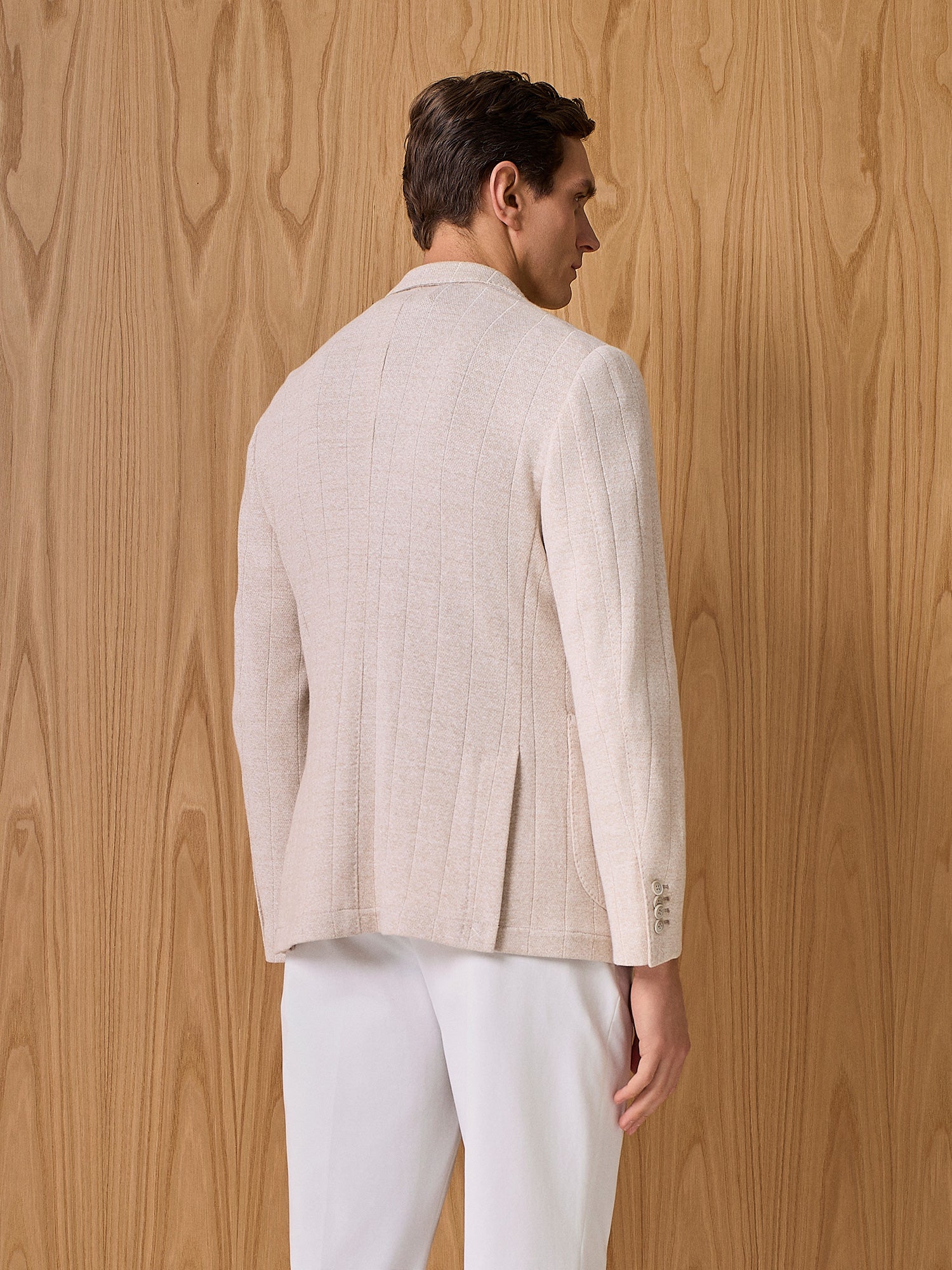 Beige flat rib jersey jacket