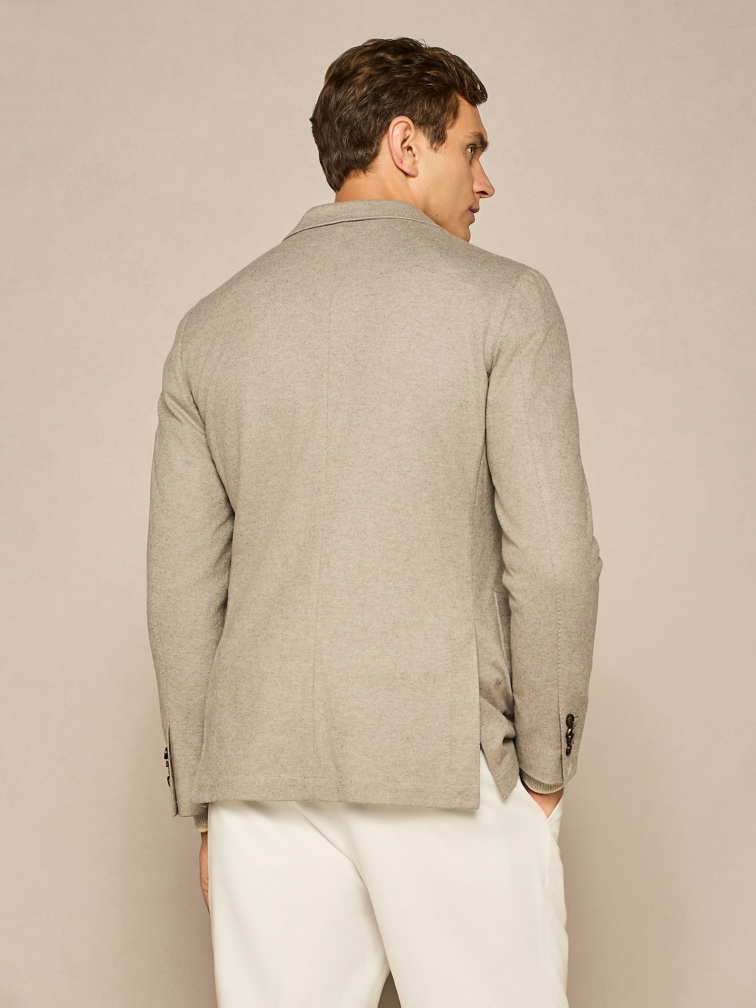 TAUPE KNITTED JERSEY UNLINED JACKET