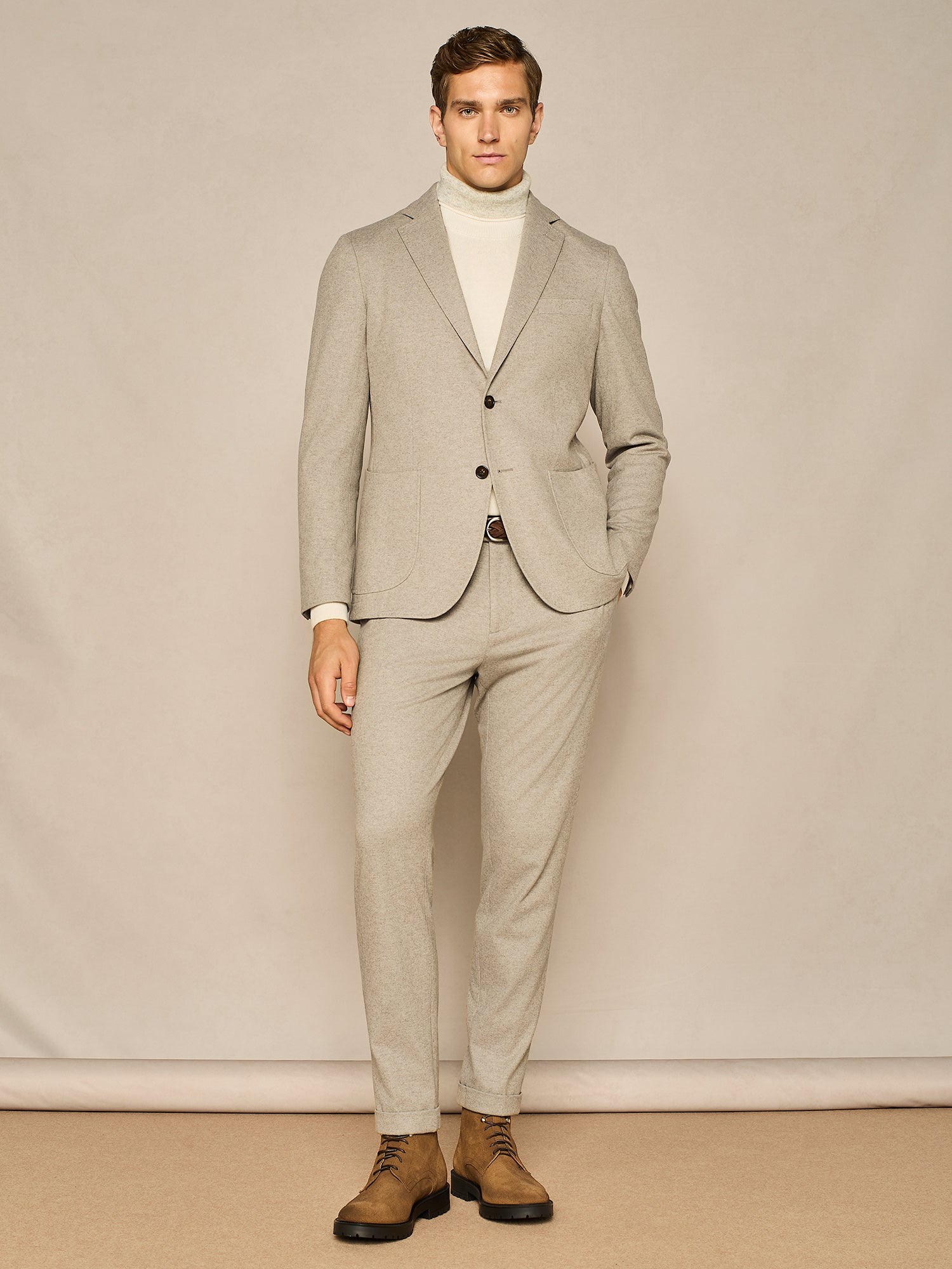 TAUPE KNITTED JERSEY UNLINED JACKET