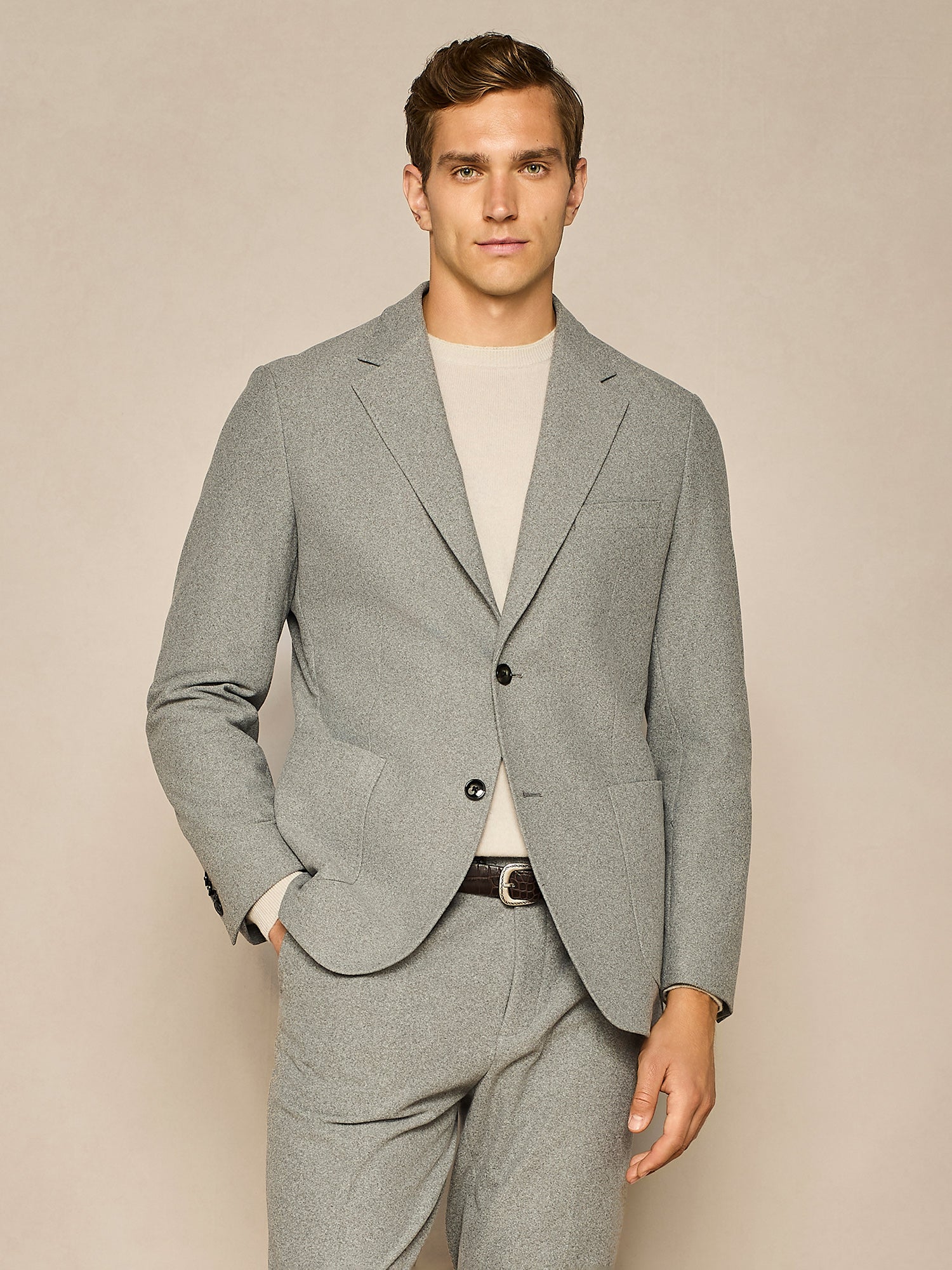 GIACCA IN JERSEY BRUSHED GRIGIO CHIARO