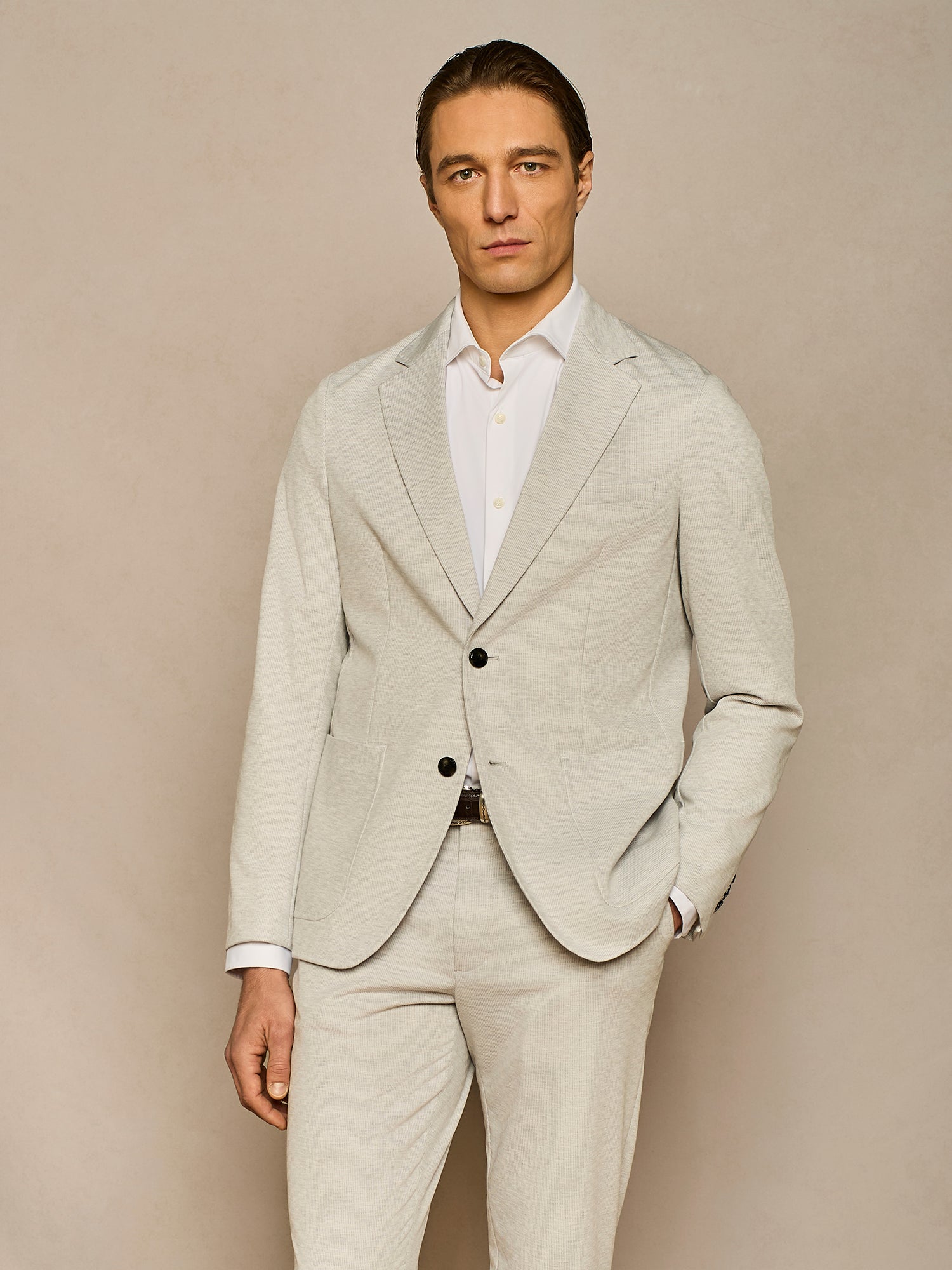 GIACCA IN JERSEY GESSATO GRIGIO CHIARO