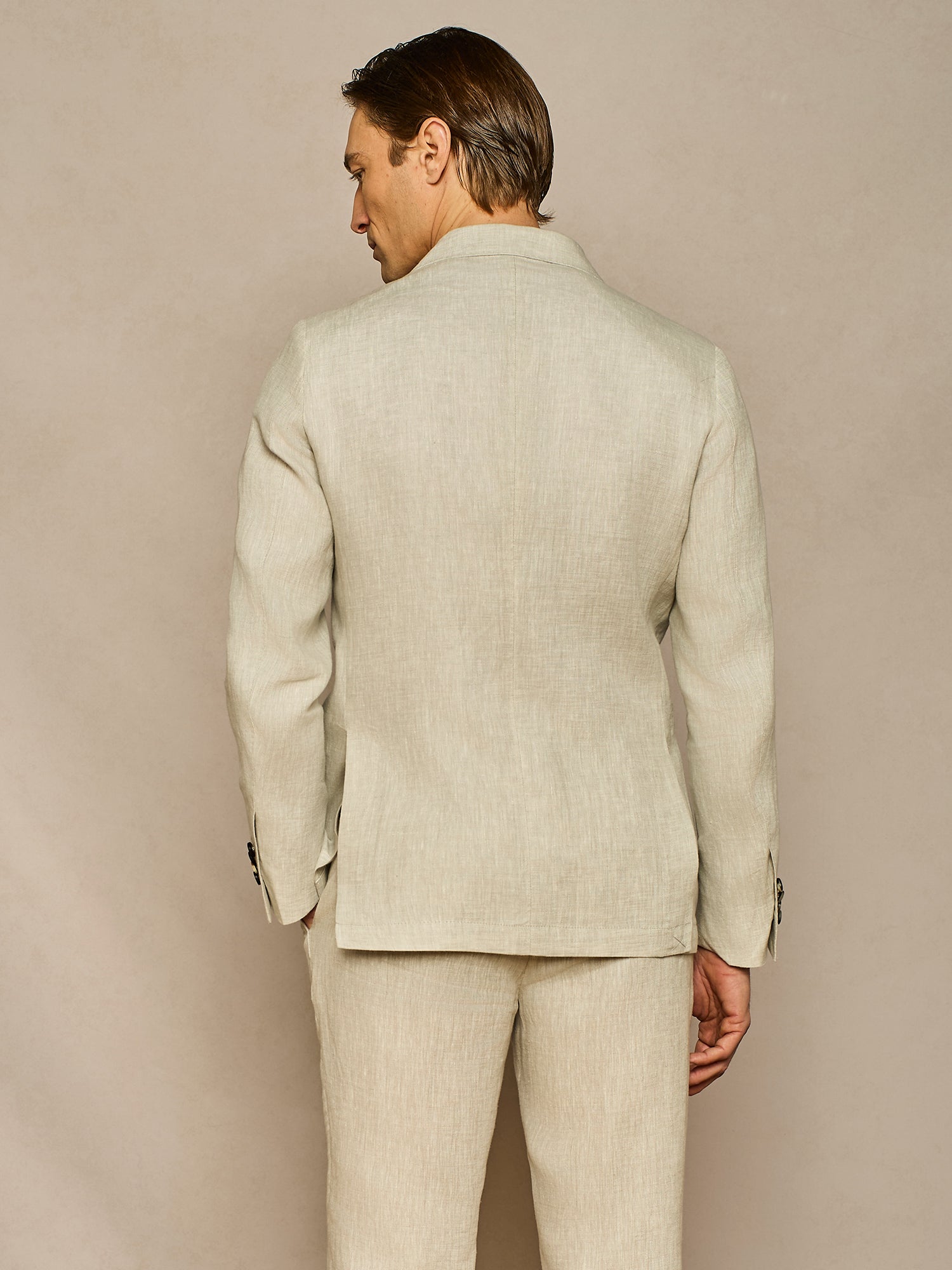 LIGHT GREY PURE LINEN DOUBLE BREASTED JACKET