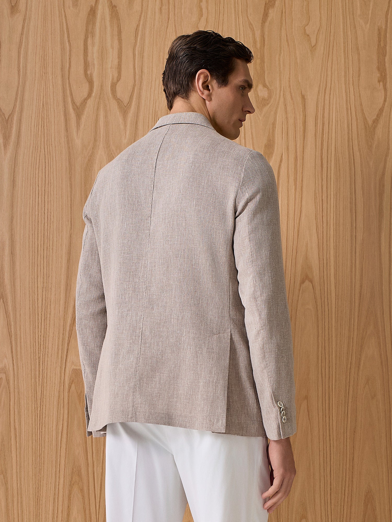Giacca misto lino spina beige