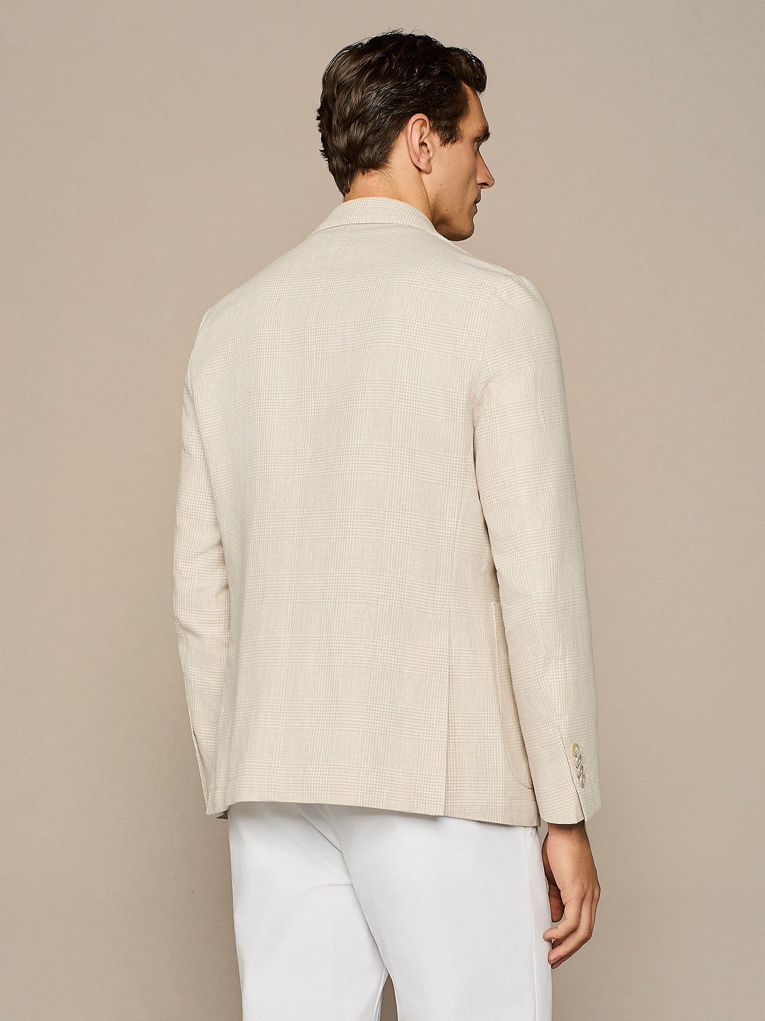 Giacca misto lino galles beige
