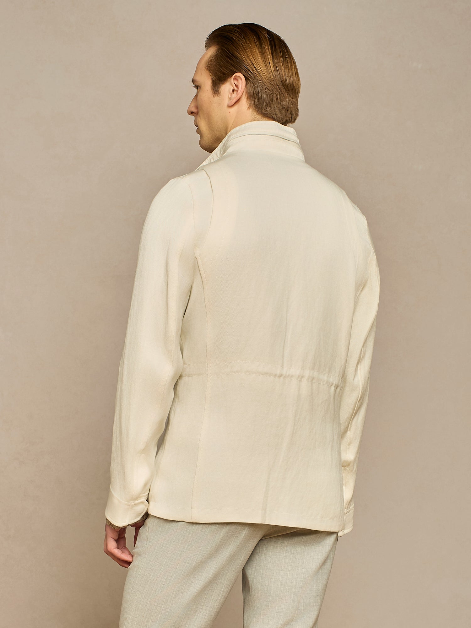OFF WHITE LINEN BLEND FIELD JACKET