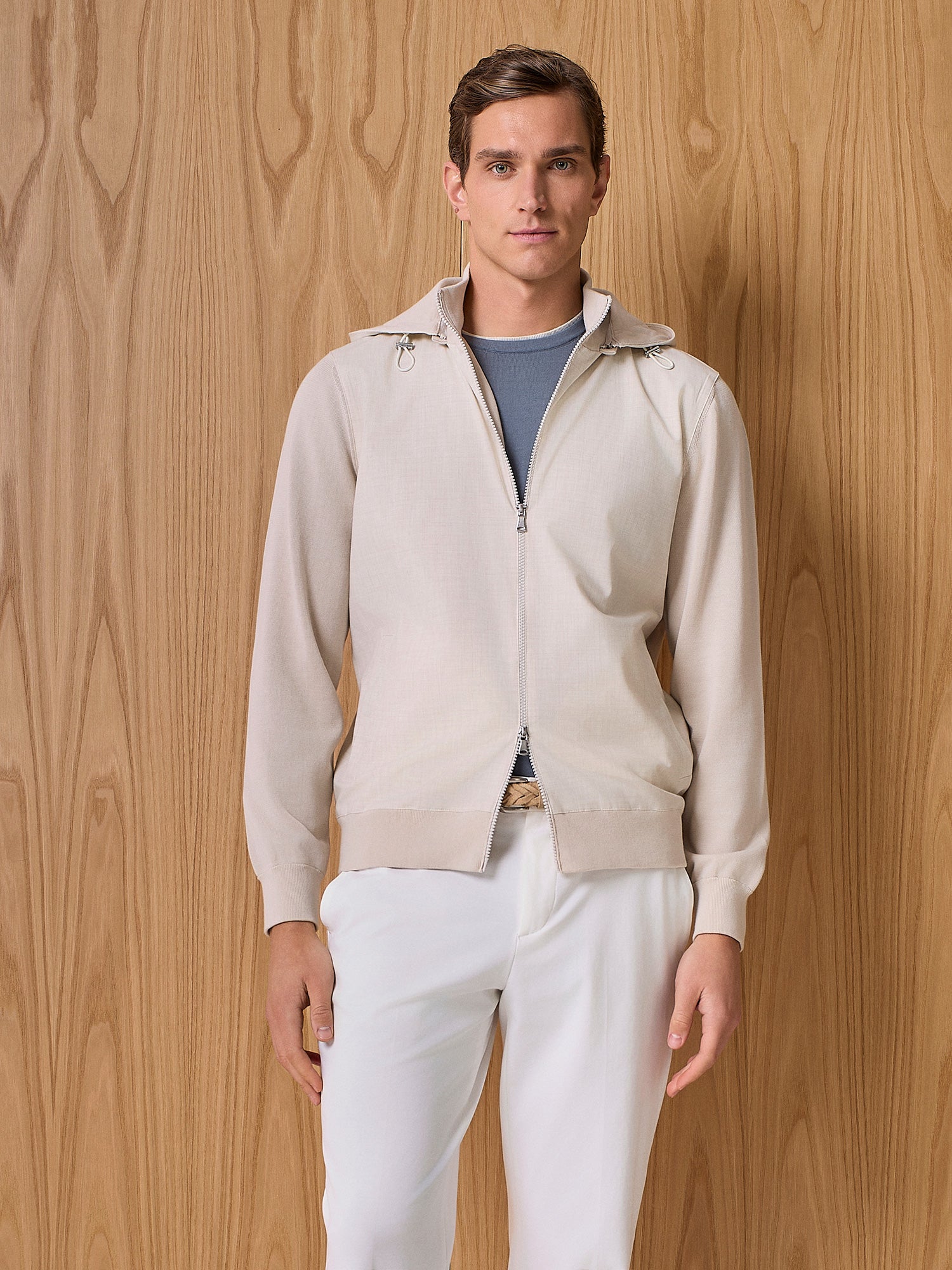 Giubbino bi-materiale burro