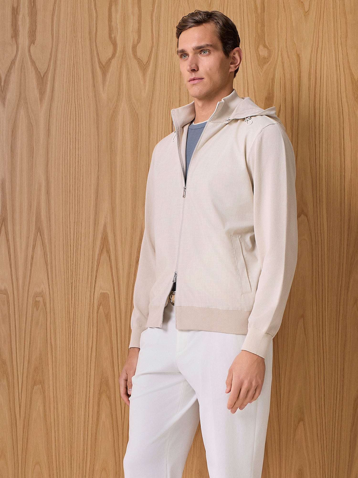 Giubbino bi-materiale burro