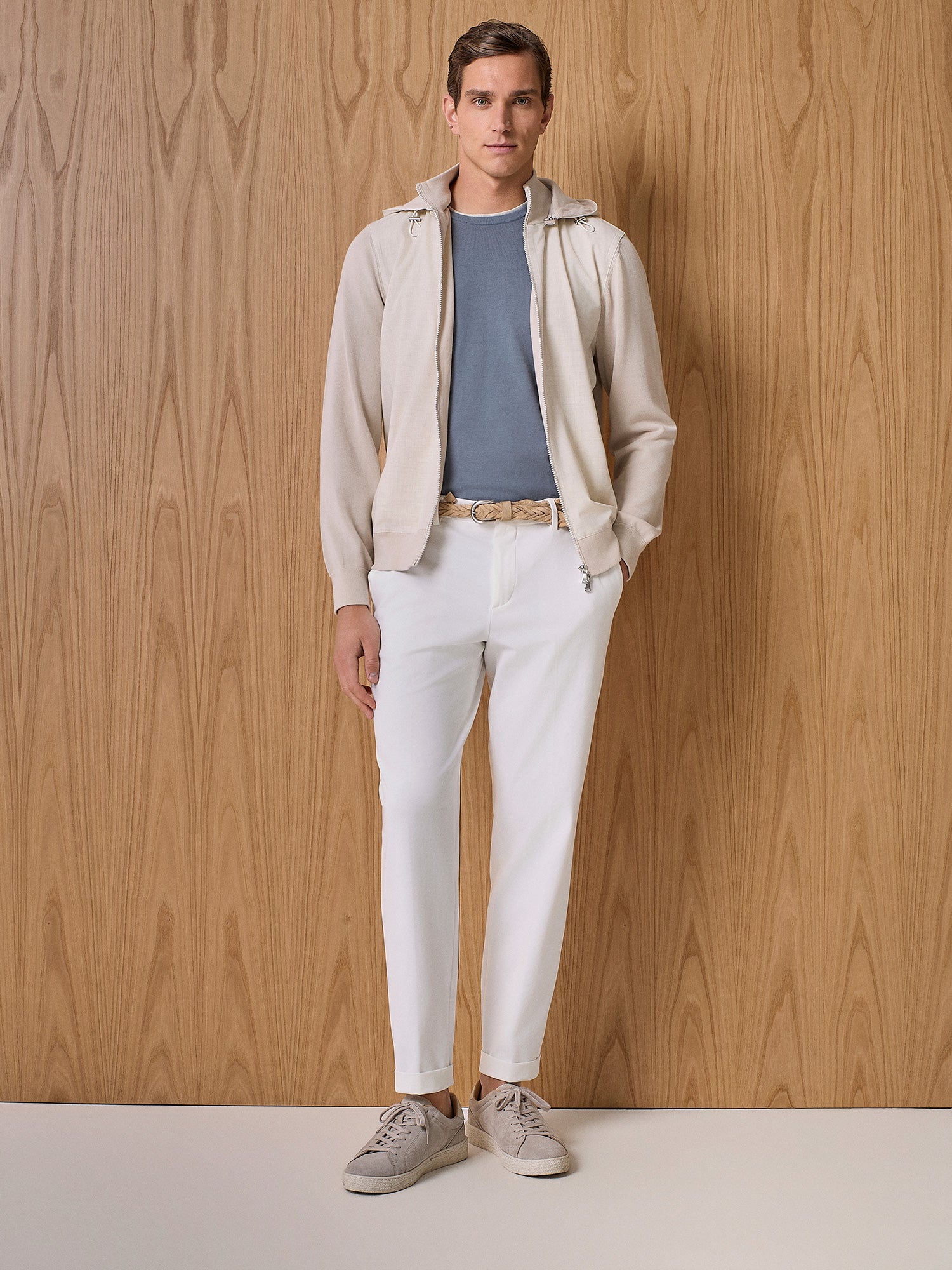 Giubbino bi-materiale burro