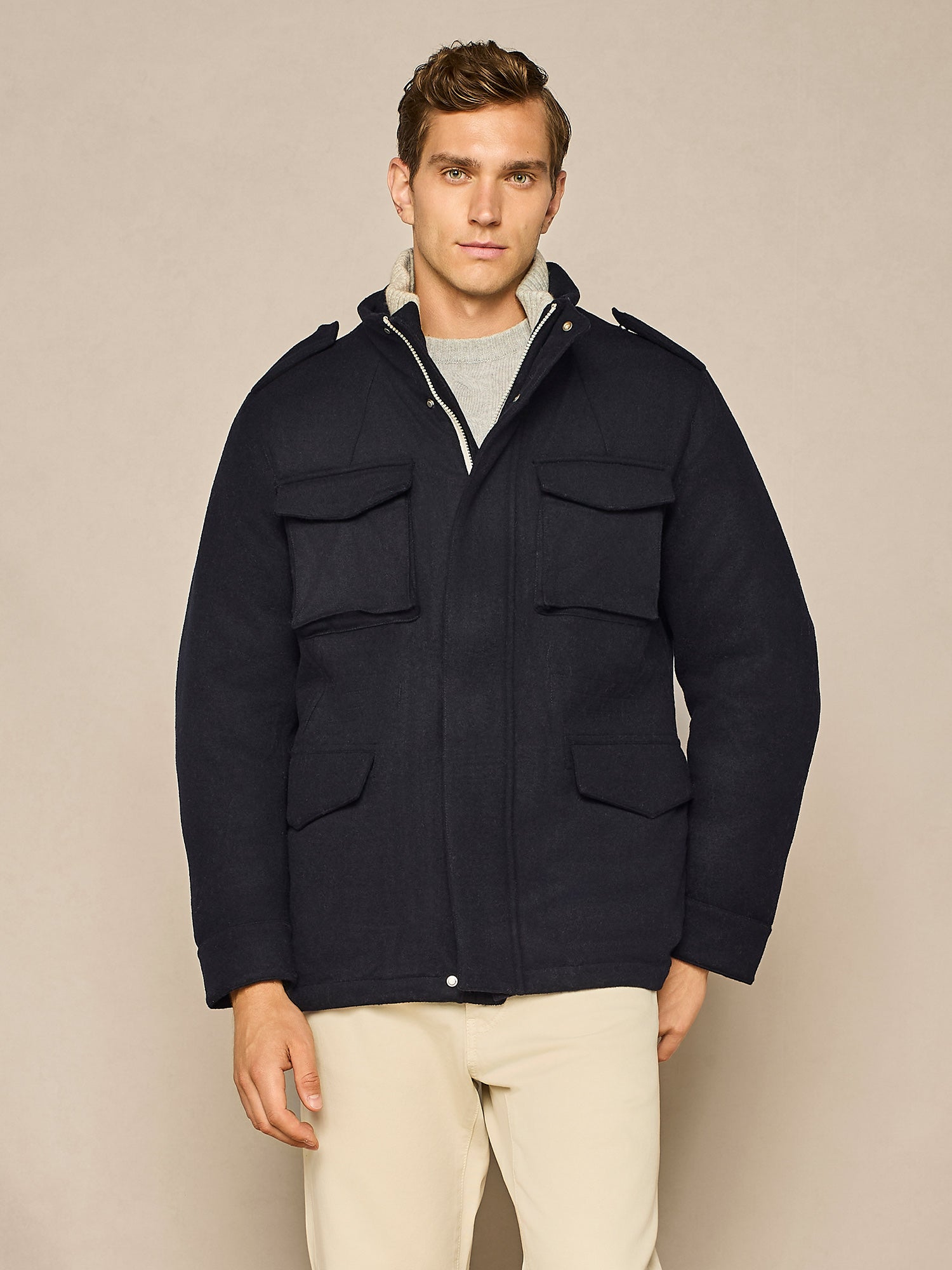 BLUE VELOUR FIELD JACKET