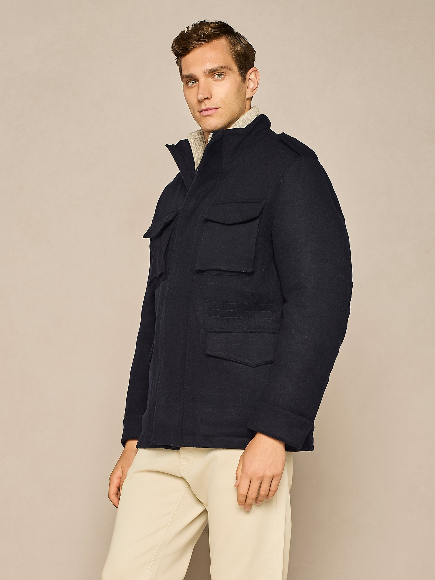 BLUE VELOUR FIELD JACKET