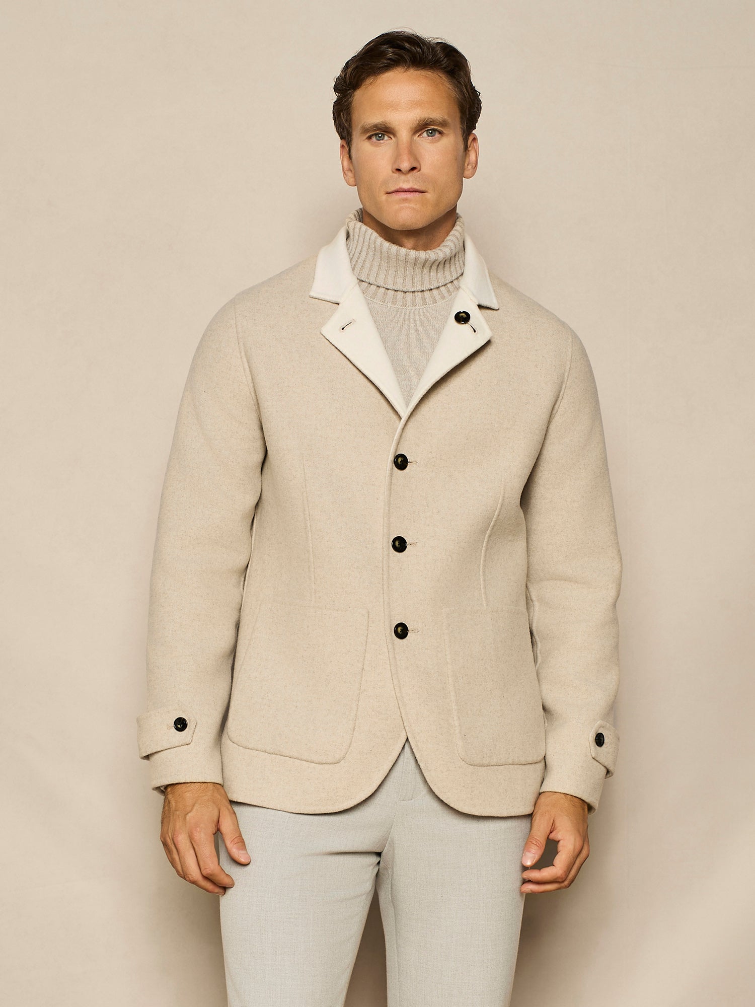 BEIGE NO STITCHING REVERSIBLE OVERJACKET