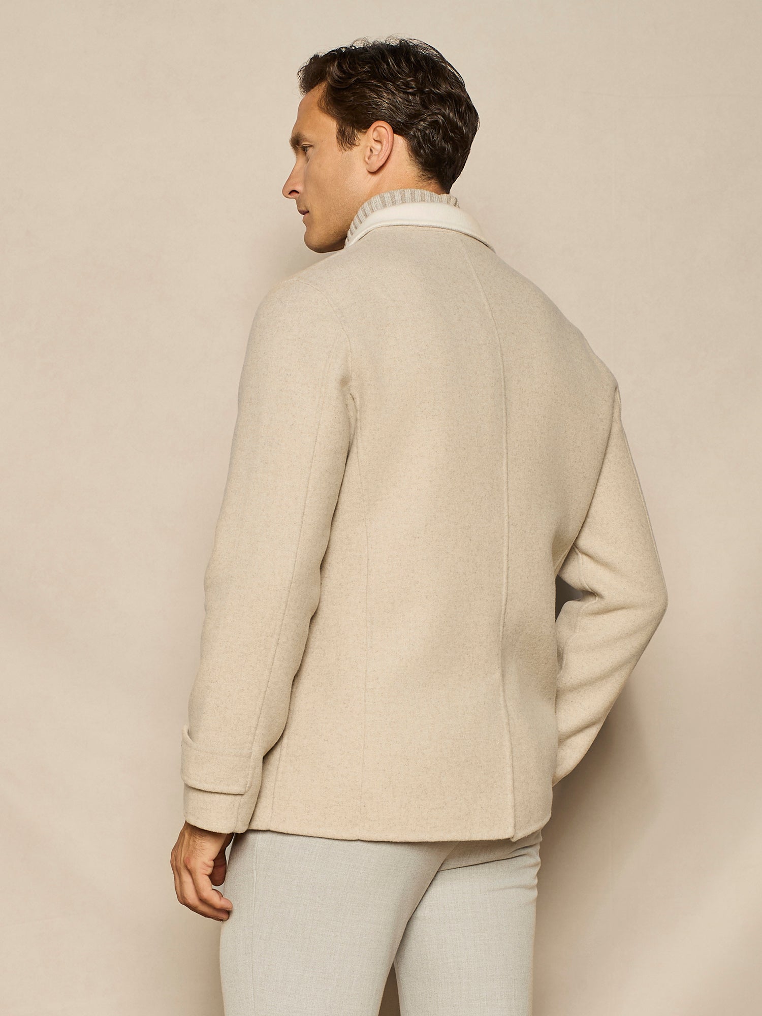 BEIGE NO STITCHING REVERSIBLE OVERJACKET