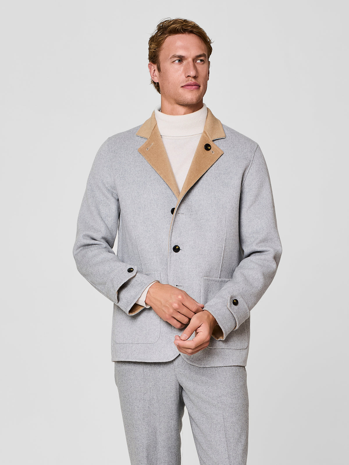 Overjacket no-stitching reversibile grigio chiaro