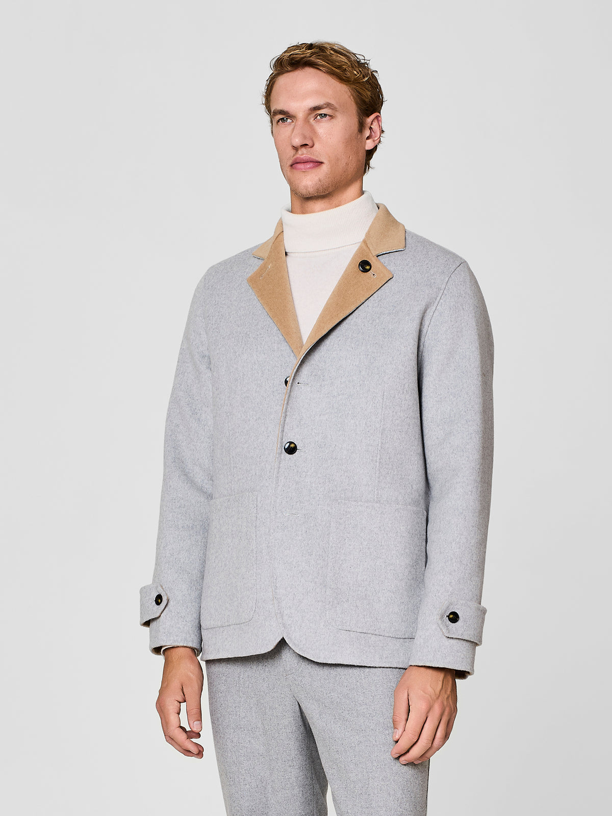 Overjacket no-stitching reversibile grigio chiaro