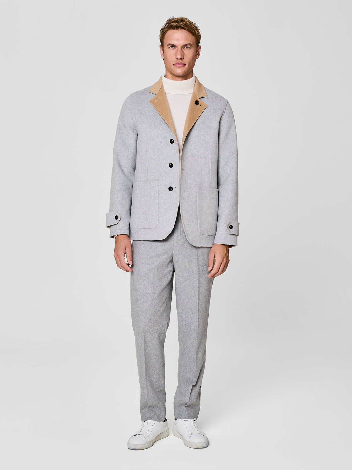 Overjacket no-stitching reversibile grigio chiaro