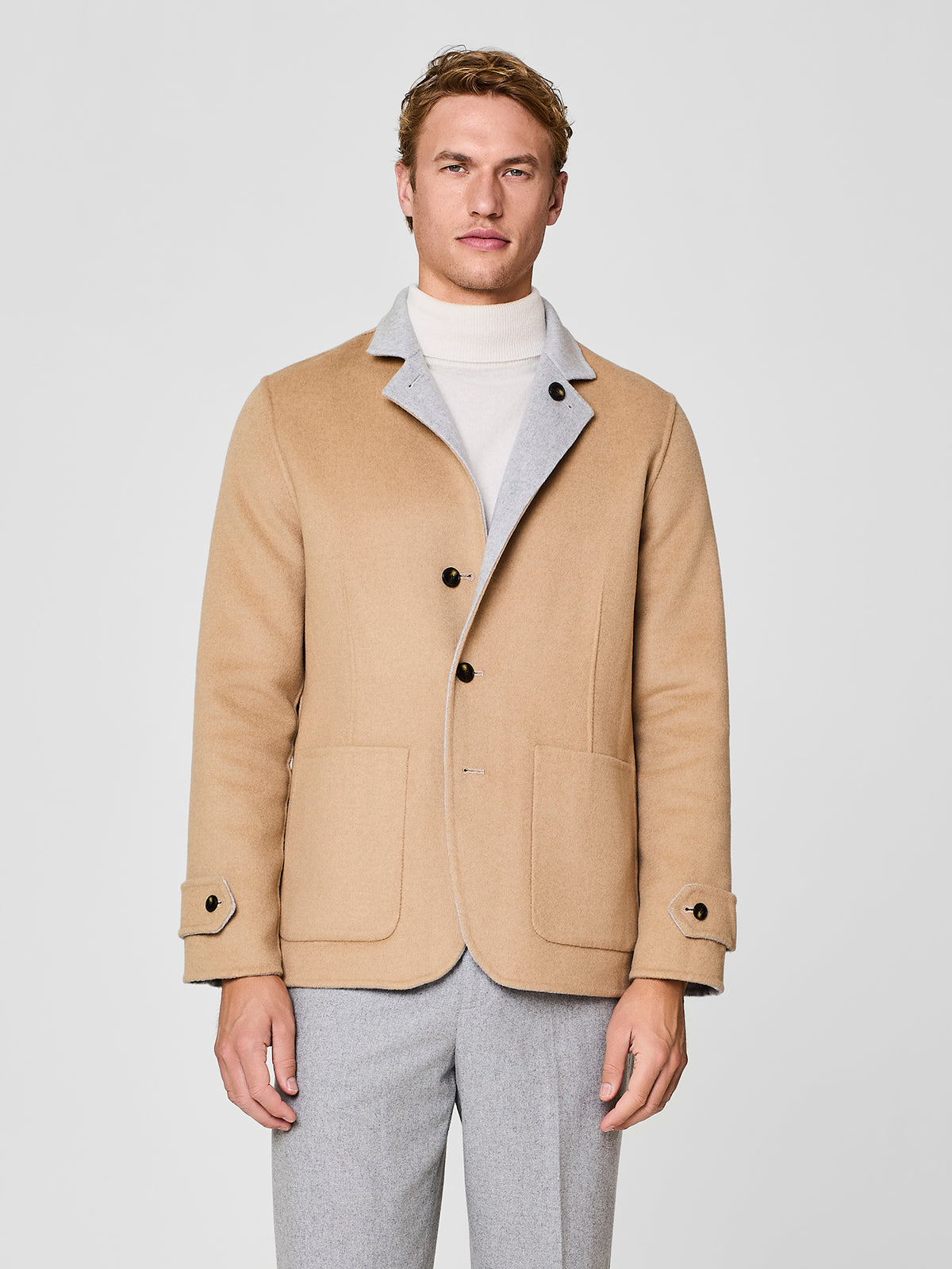 Overjacket no-stitching reversibile grigio chiaro