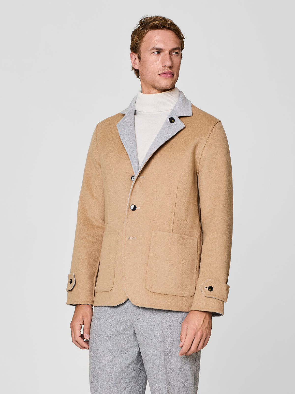 Overjacket no-stitching reversibile grigio chiaro