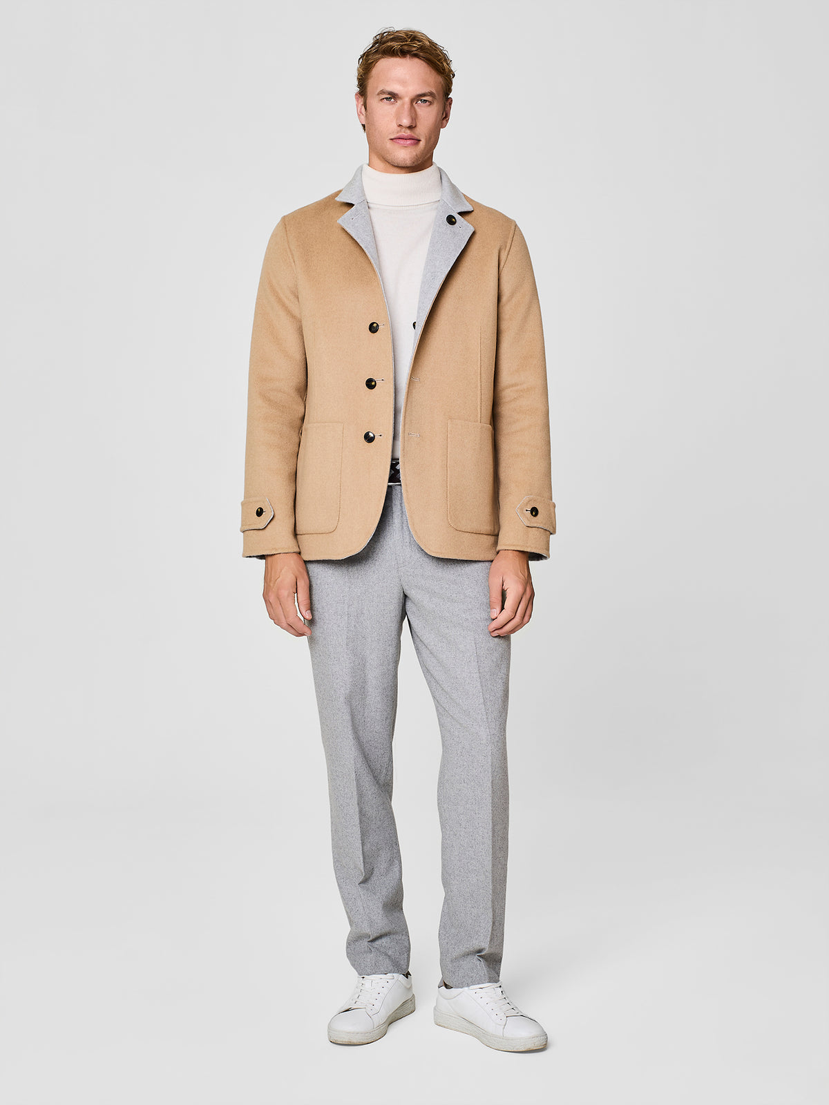 Overjacket no-stitching reversibile grigio chiaro