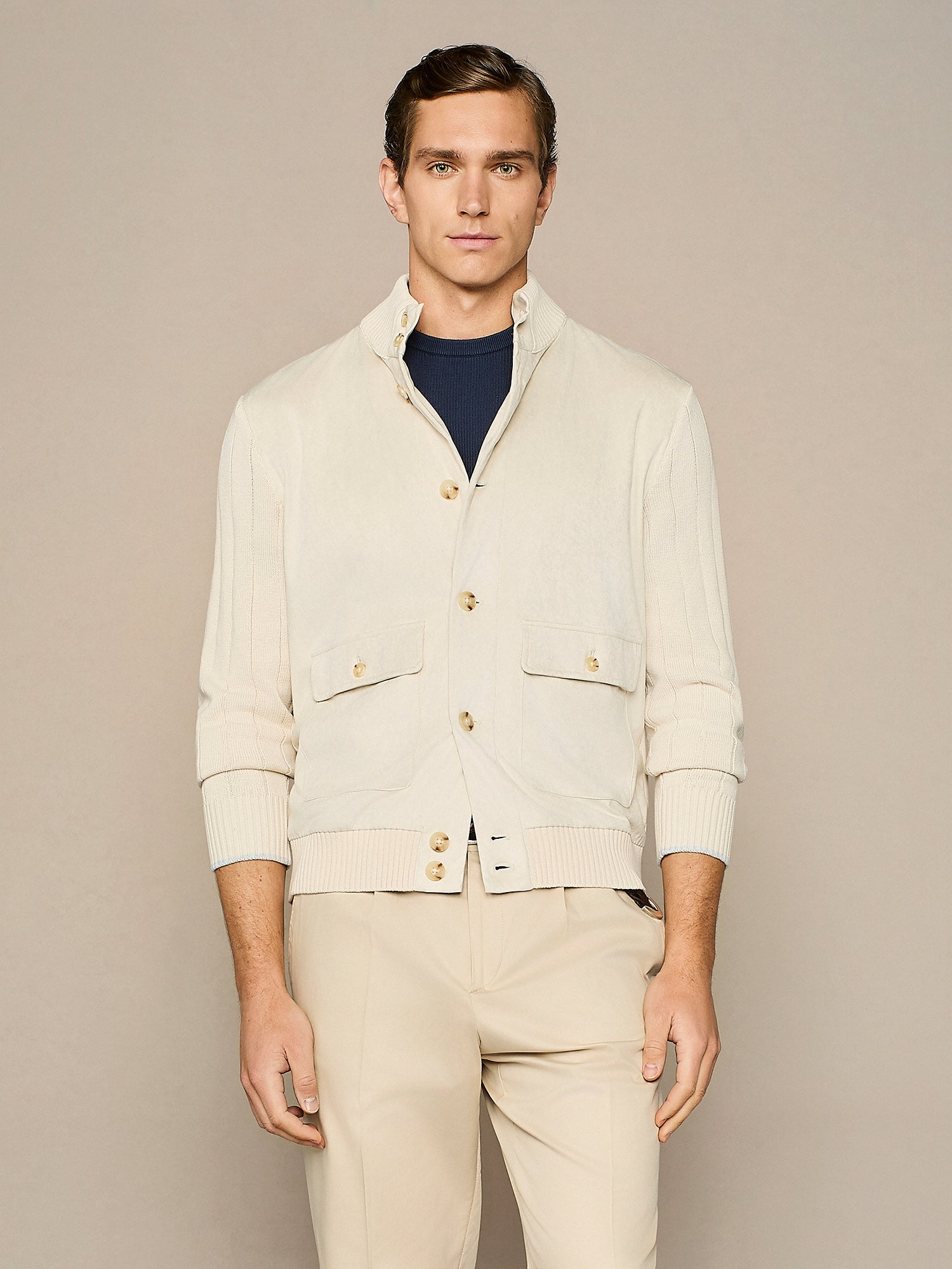 BUTTER SUEDE AND KNITTING JACKET