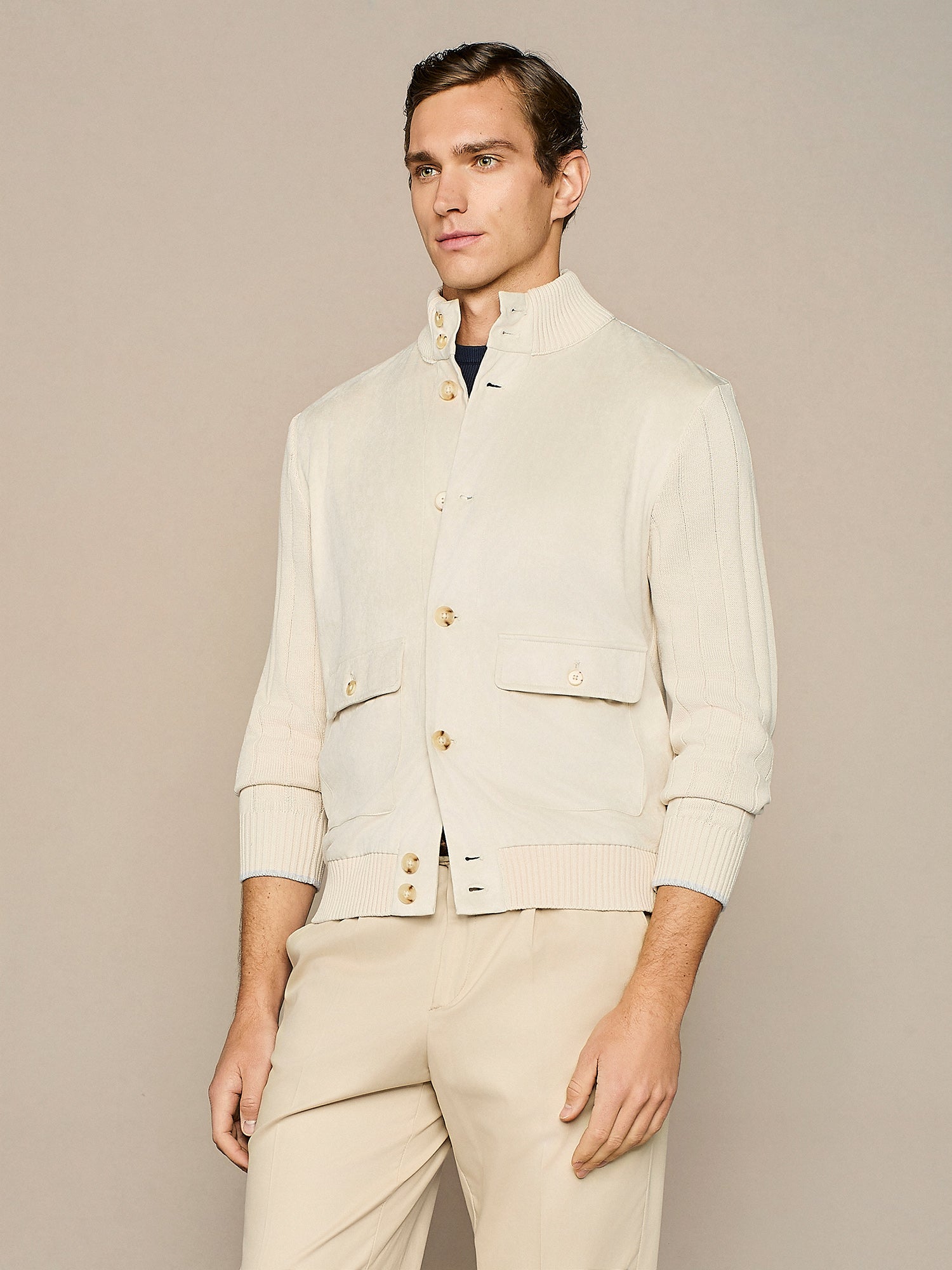 BUTTER SUEDE AND KNITTING JACKET