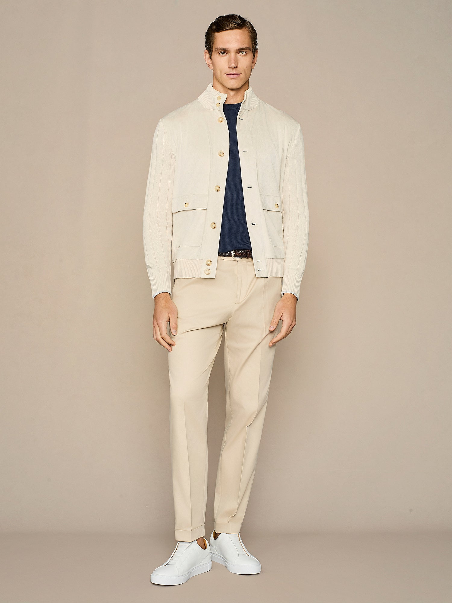 BUTTER SUEDE AND KNITTING JACKET